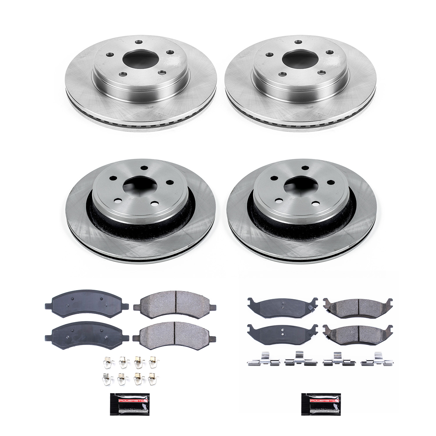 Oe Stock Replacement Low-Dust Ceramic Brake Pad And Rotor Kit