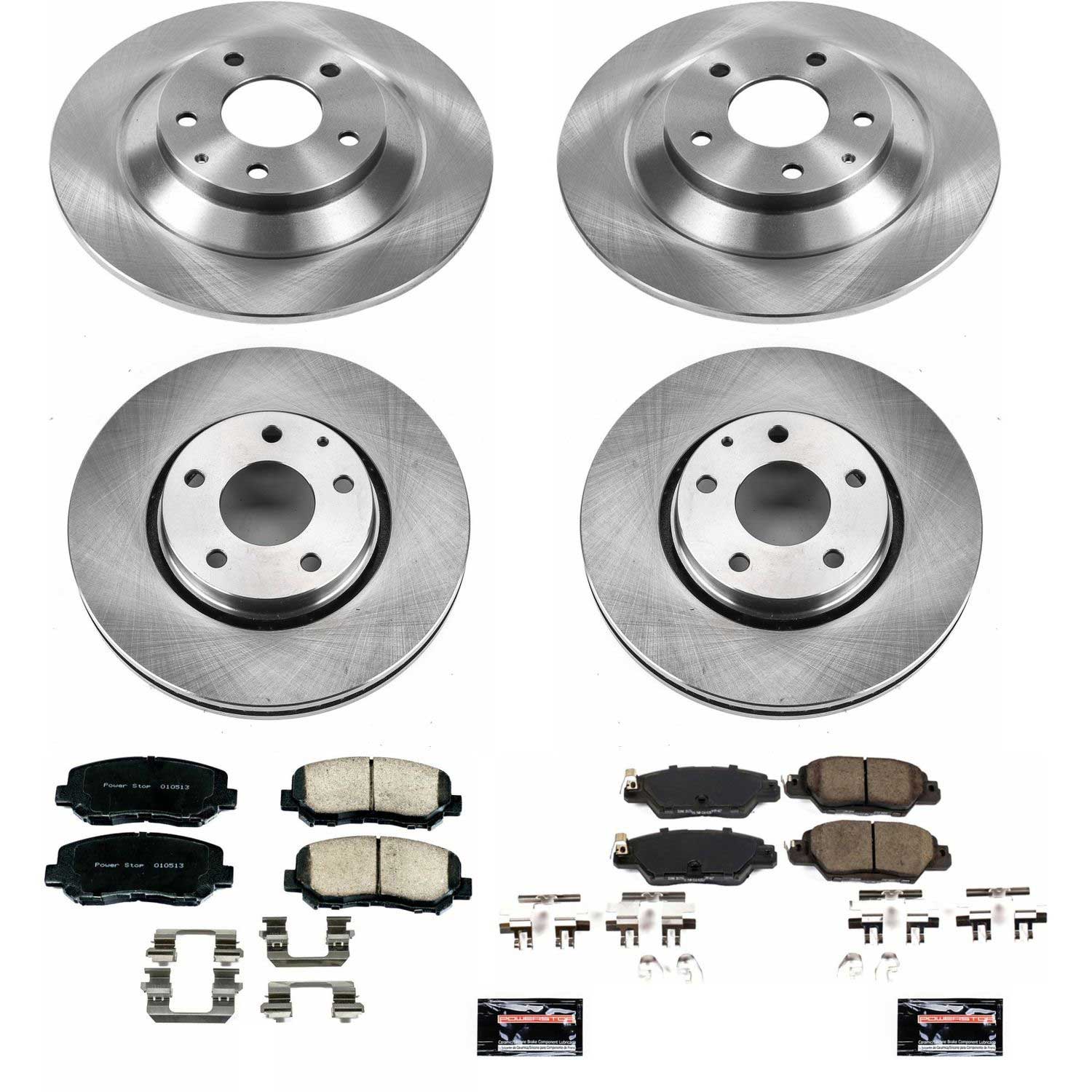 Oe Stock Replacement Low-Dust Ceramic Brake Pad And Rotor Kit