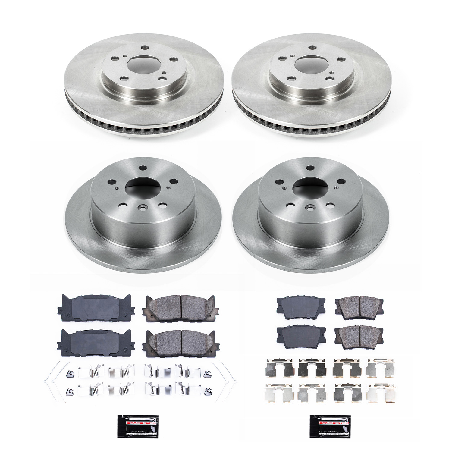 Oe Stock Replacement Low-Dust Ceramic Brake Pad And Rotor Kit