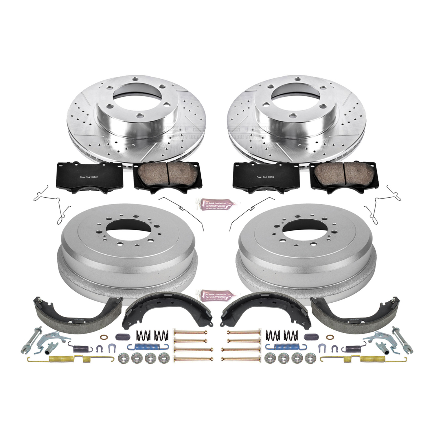 Z23 Daily Driver Carbon-Ceramic Pads, Drilled + Slotted Rotors, Drum + Shoe Kit