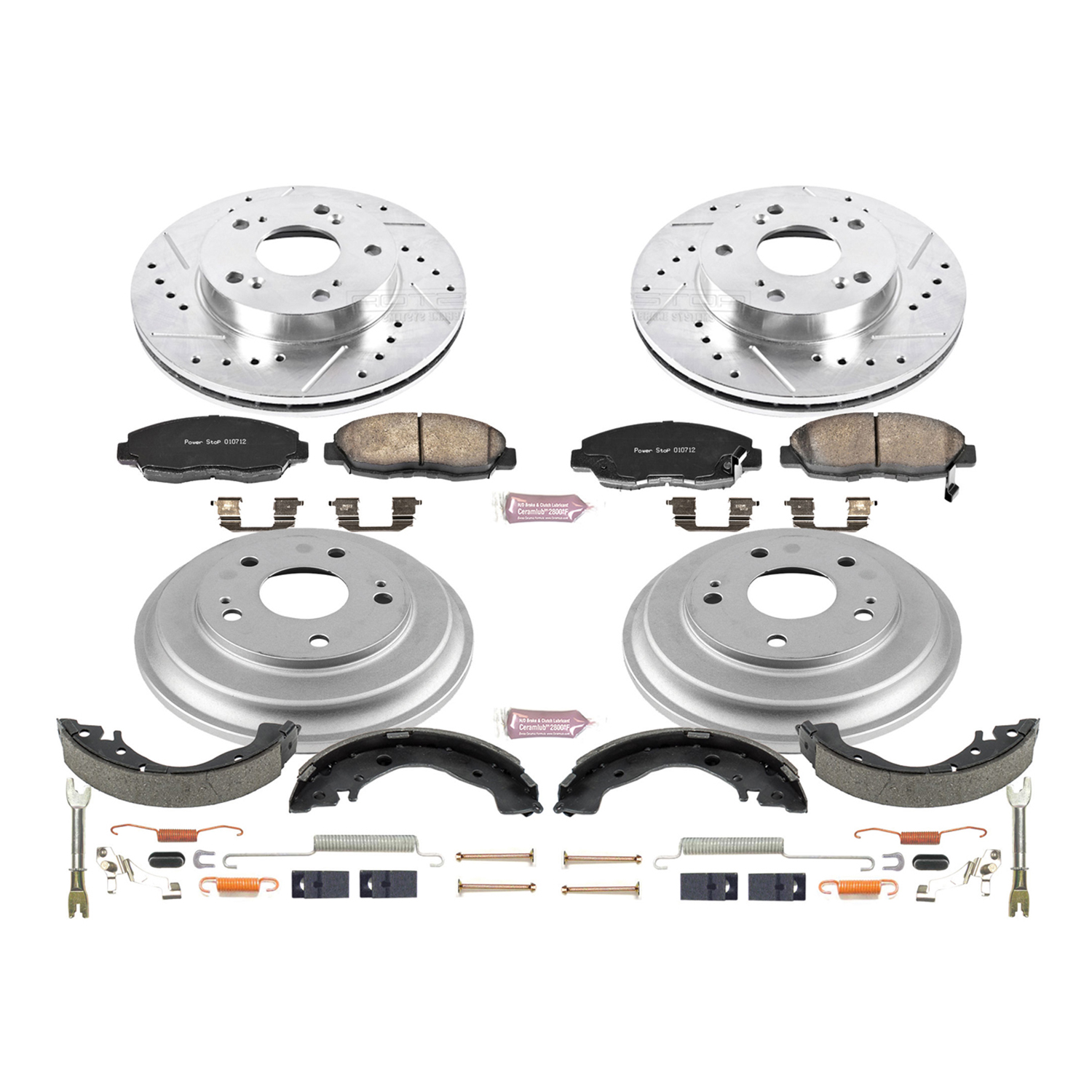 Z23 Daily Driver Carbon-Ceramic Pads, Drilled + Slotted Rotors, Drum + Shoe Kit