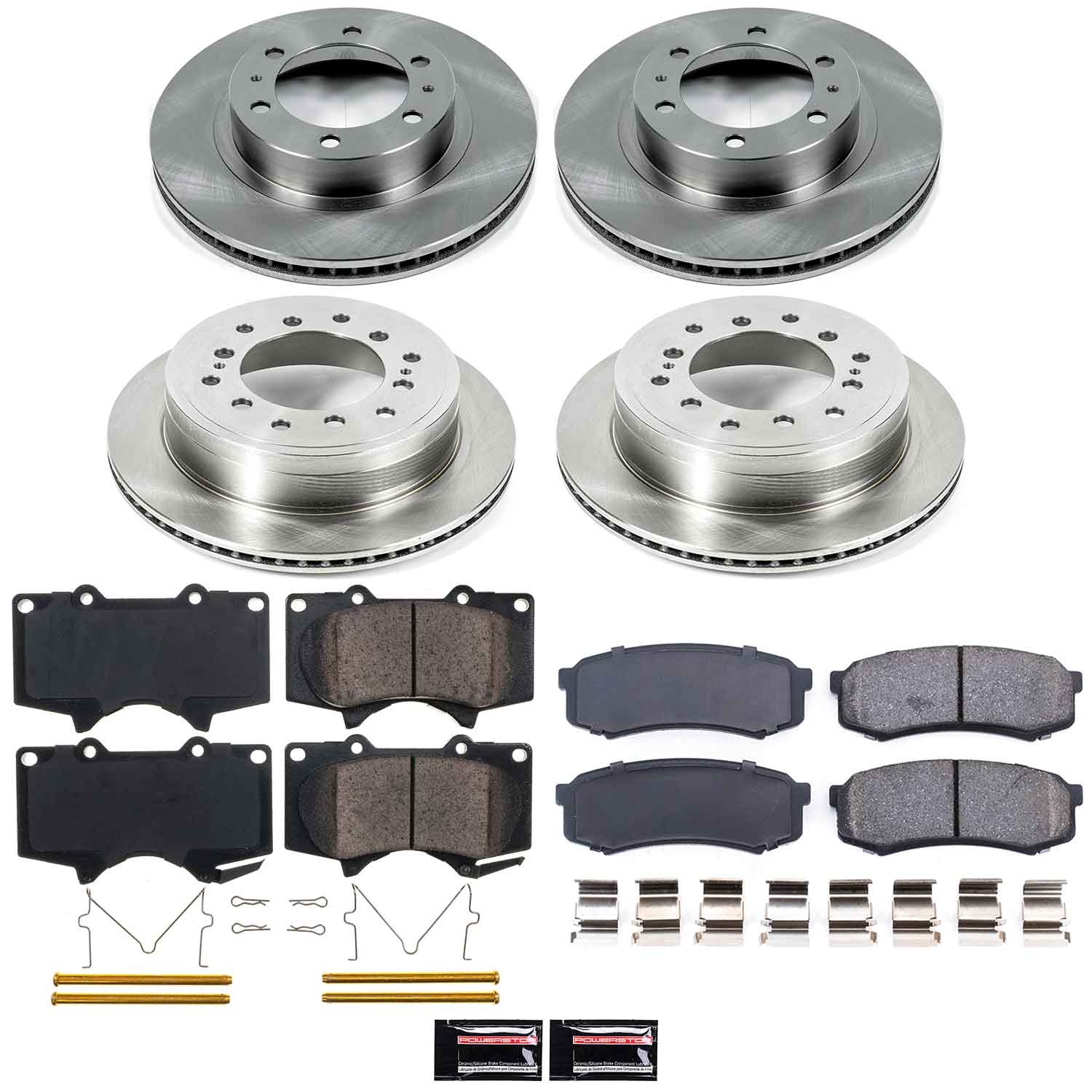 Oe Stock Replacement Low-Dust Ceramic Brake Pad And Rotor Kit