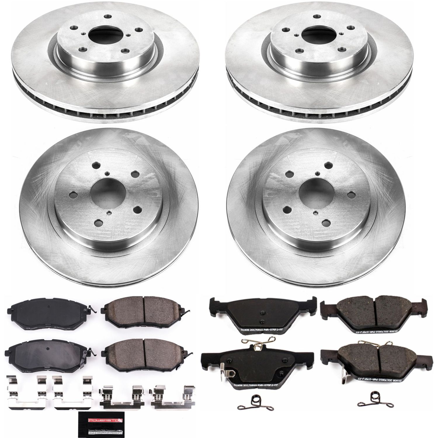 Oe Stock Replacement Low-Dust Ceramic Brake Pad And Rotor Kit