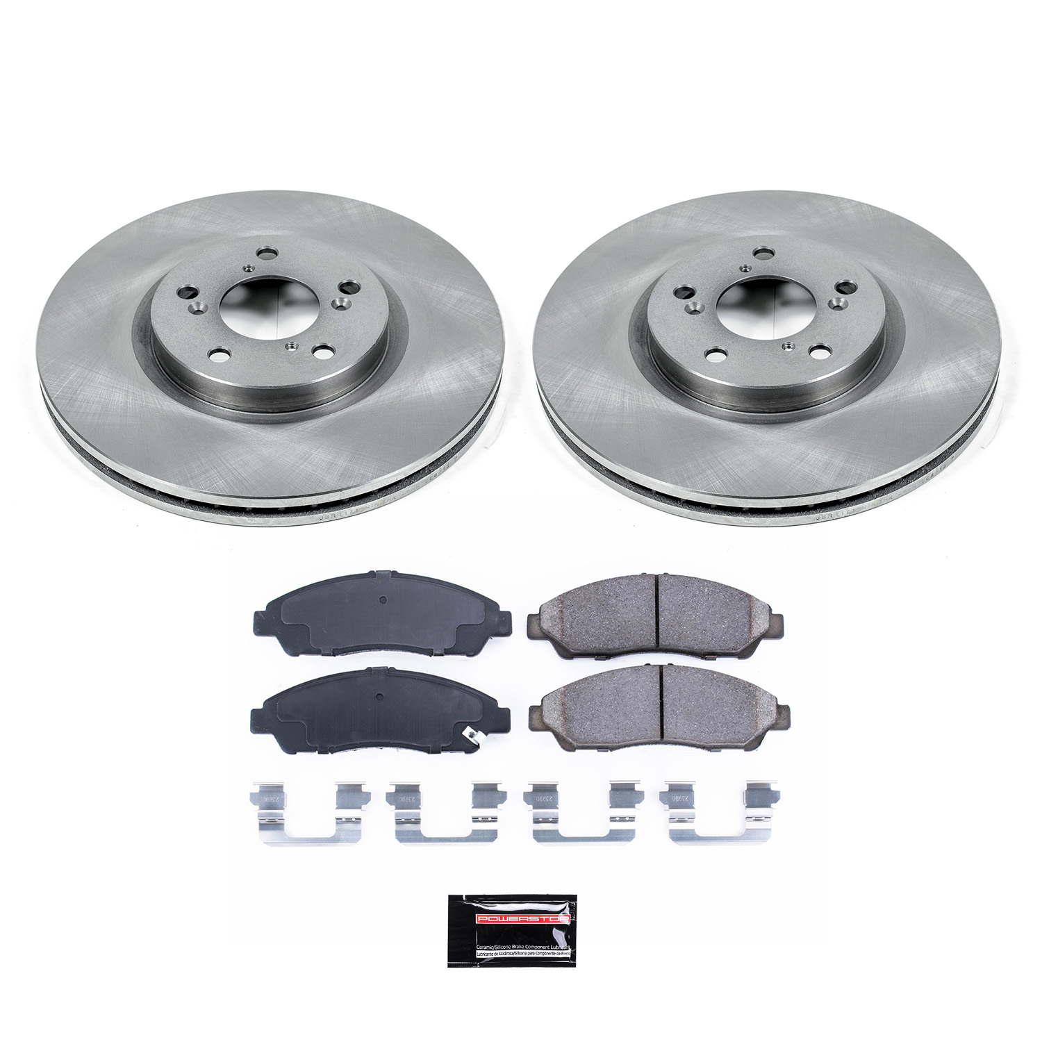 Oe Stock Replacement Low-Dust Ceramic Brake Pad And Rotor Kit