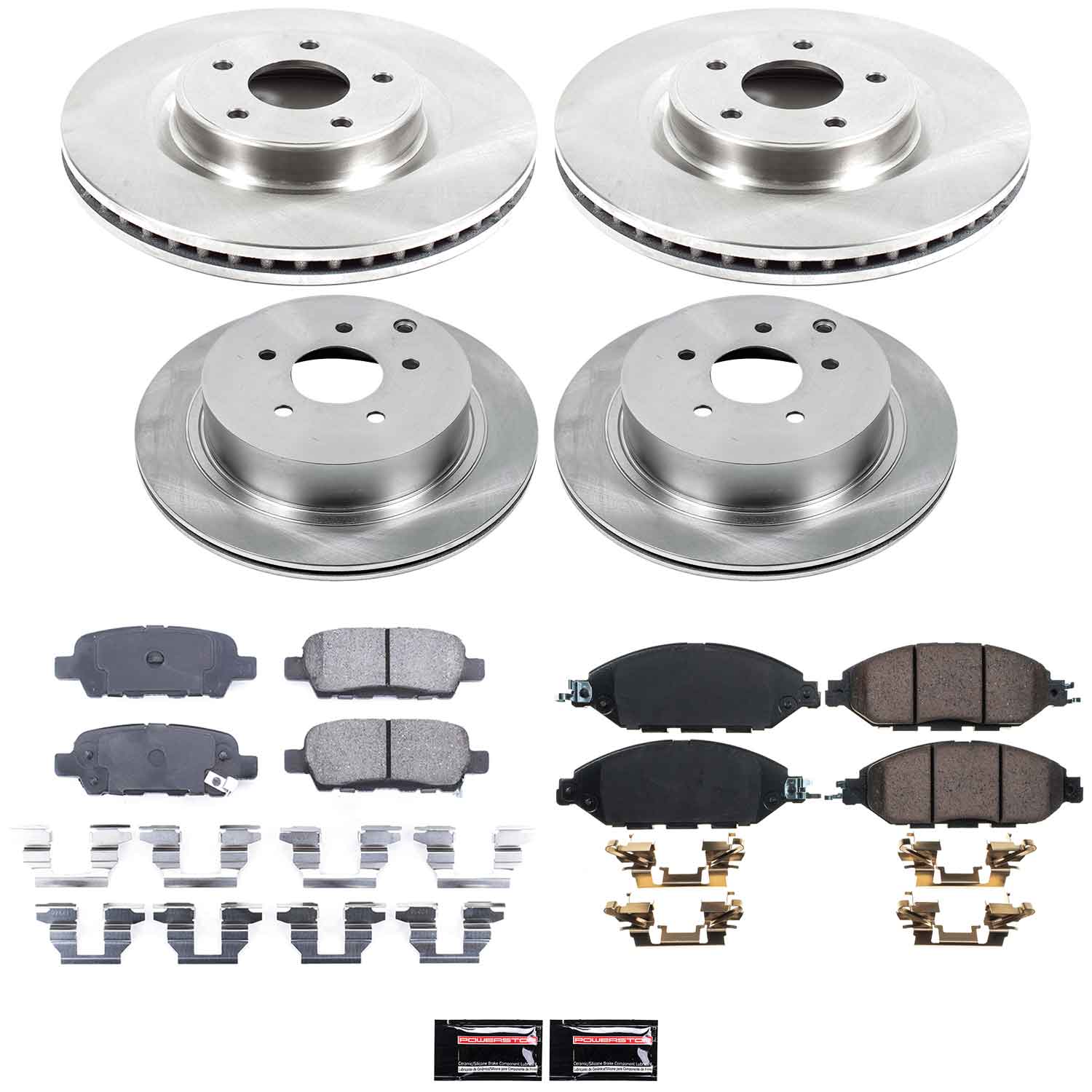Oe Stock Replacement Low-Dust Ceramic Brake Pad And Rotor Kit