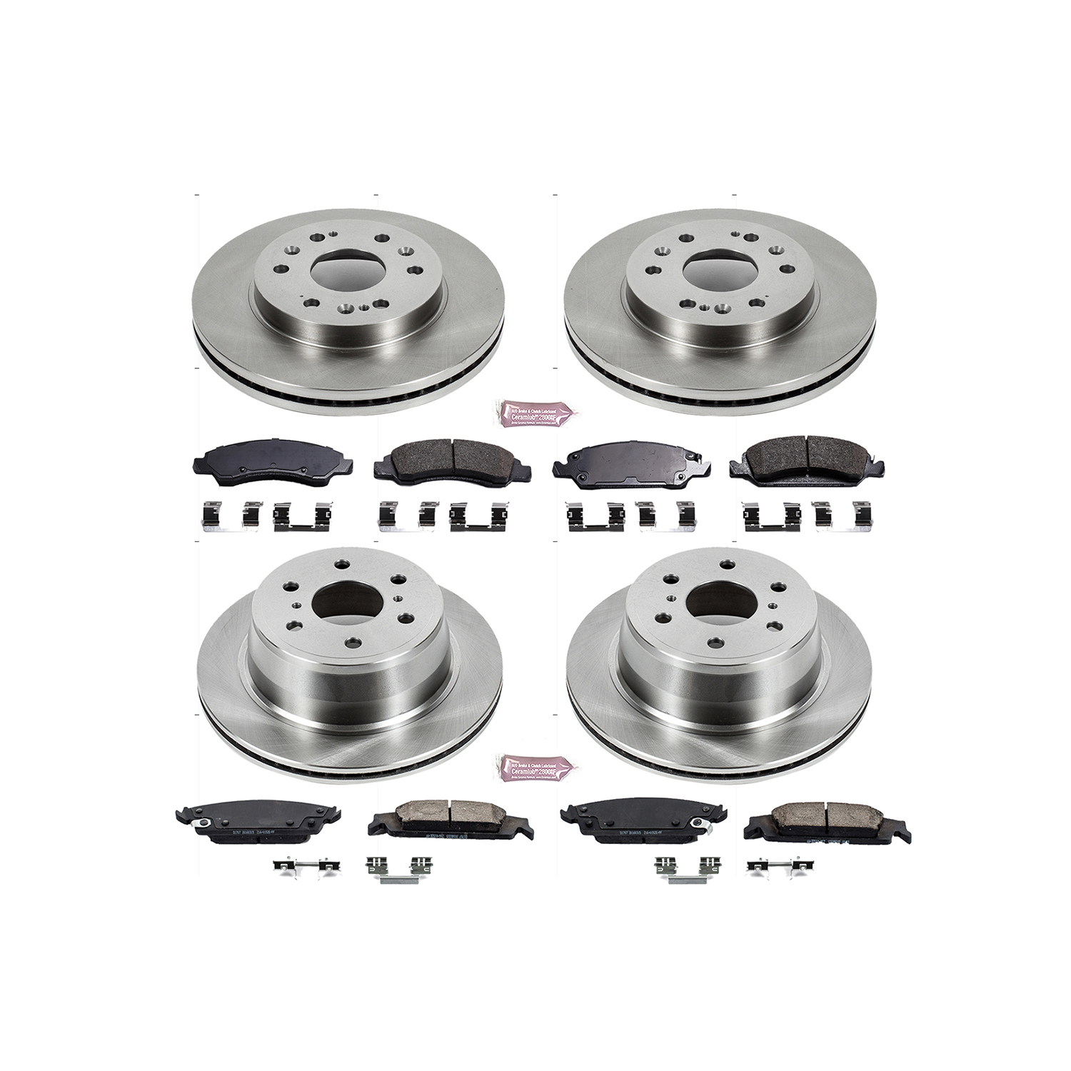 Oe Stock Replacement Low-Dust Ceramic Brake Pad And Rotor Kit