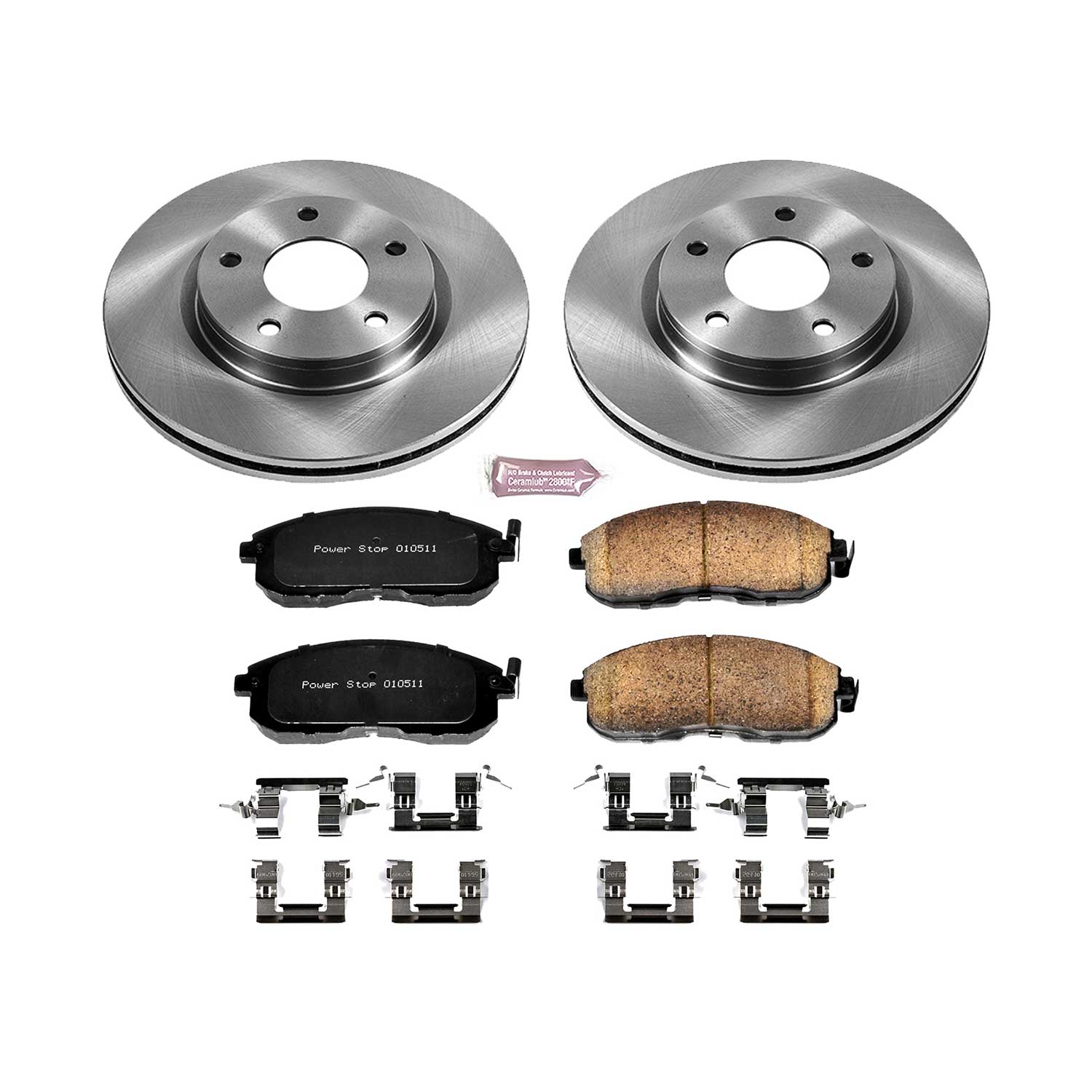 Oe Stock Replacement Low-Dust Ceramic Brake Pad And Rotor Kit