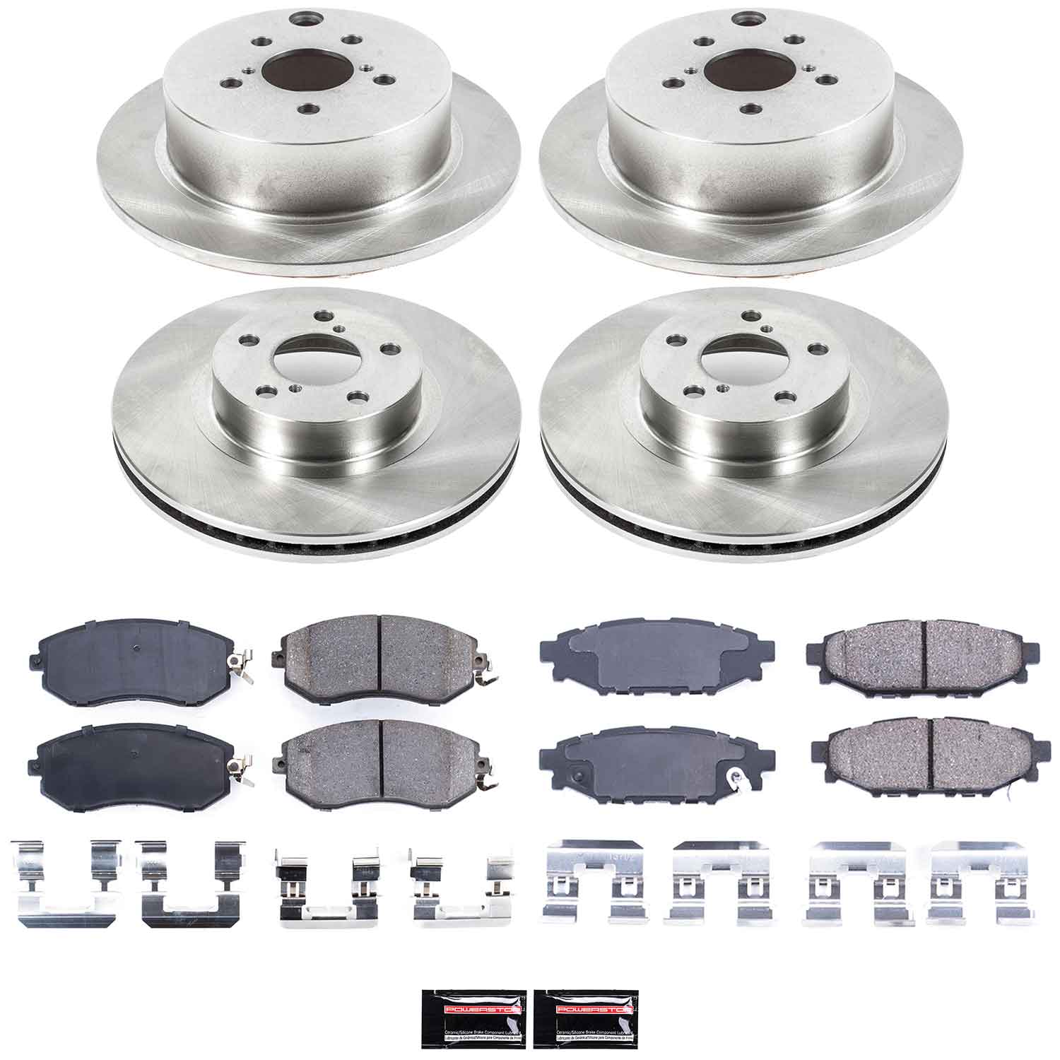 Oe Stock Replacement Low-Dust Ceramic Brake Pad And Rotor Kit