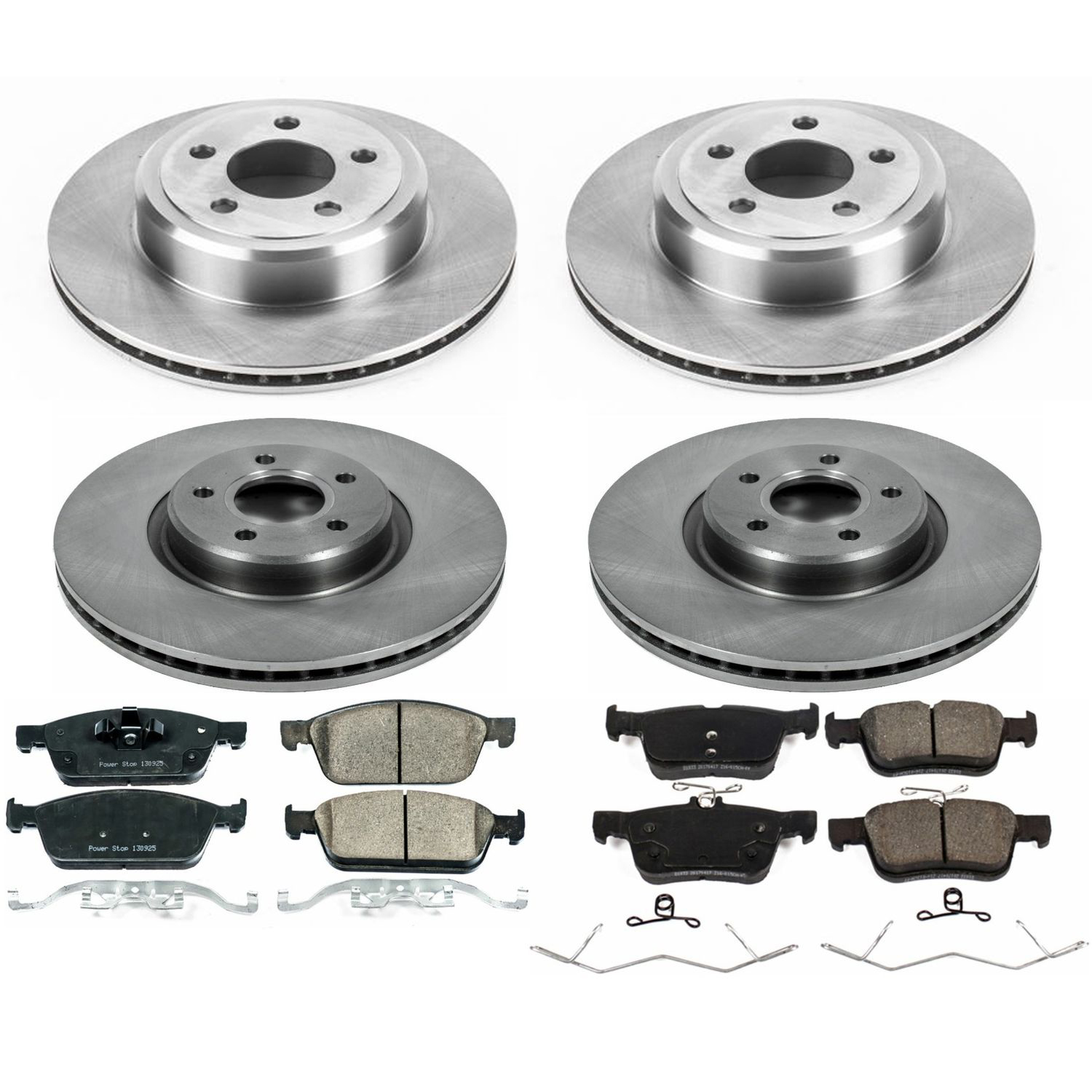 Oe Stock Replacement Low-Dust Ceramic Brake Pad And Rotor Kit