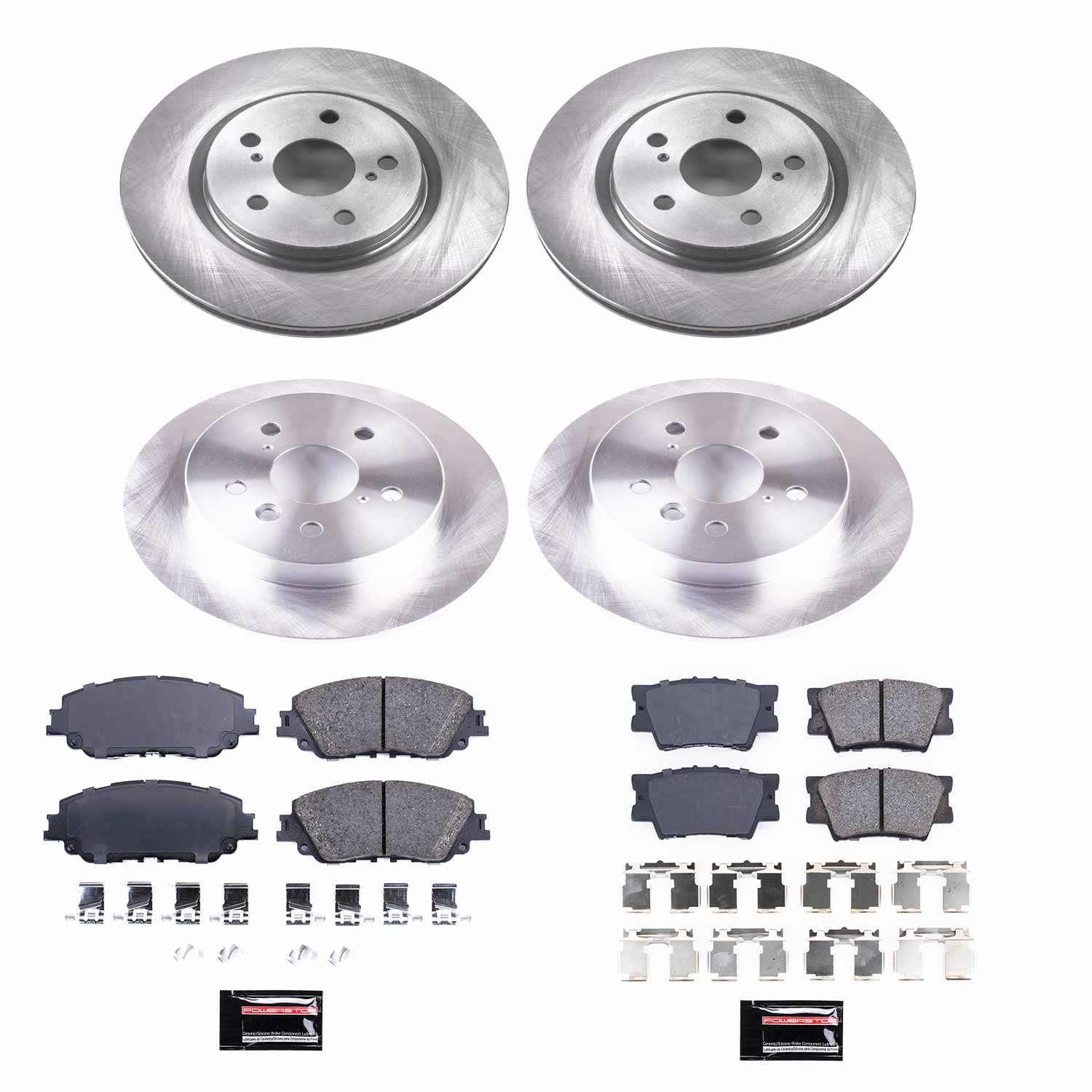 Oe Stock Replacement Low-Dust Ceramic Brake Pad And Rotor Kit