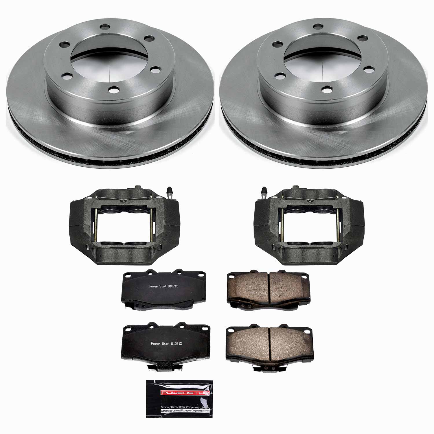 Oe Stock Replacement Low-Dust Ceramic Brake Pad, Rotor And Caliper Kit