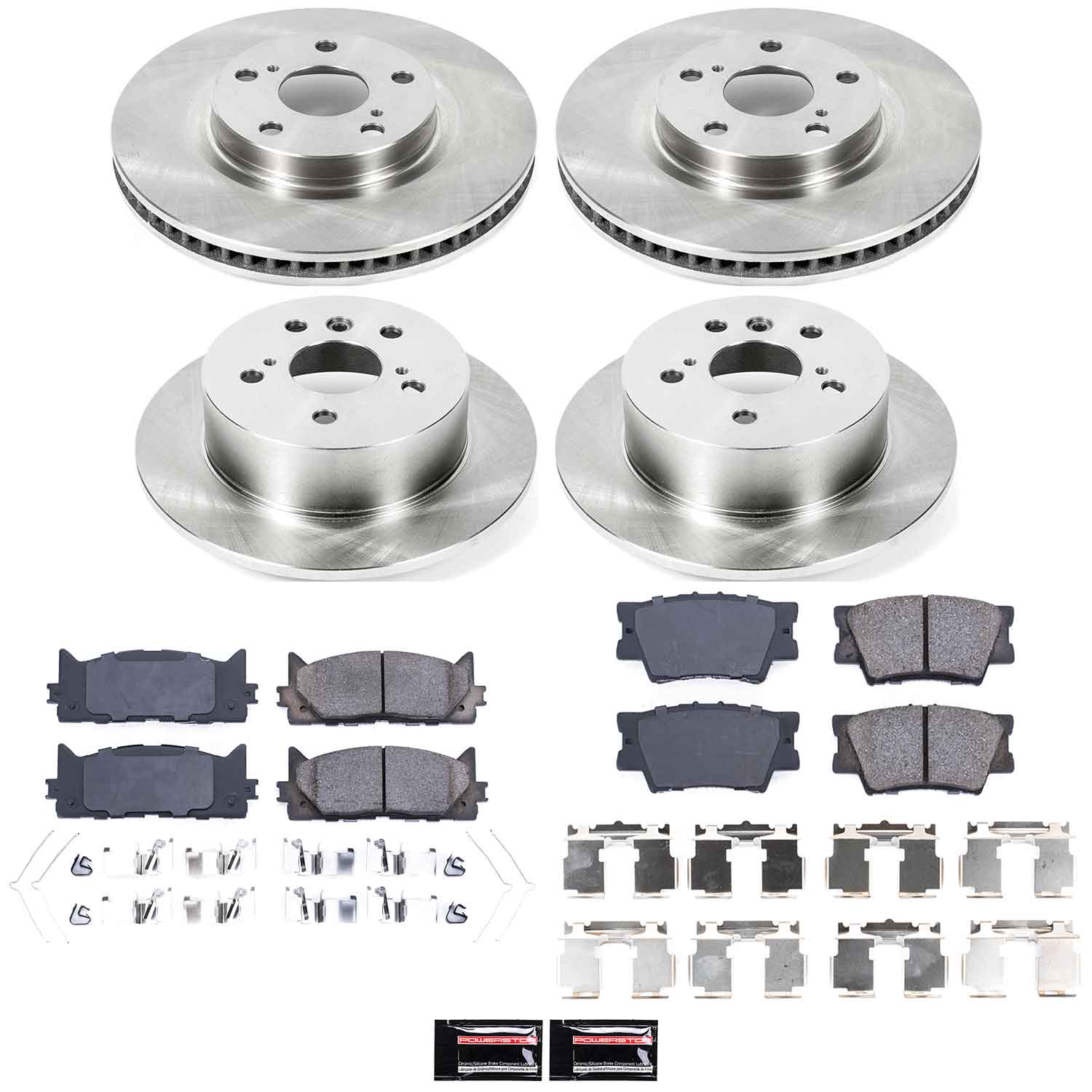 Oe Stock Replacement Low-Dust Ceramic Brake Pad And Rotor Kit