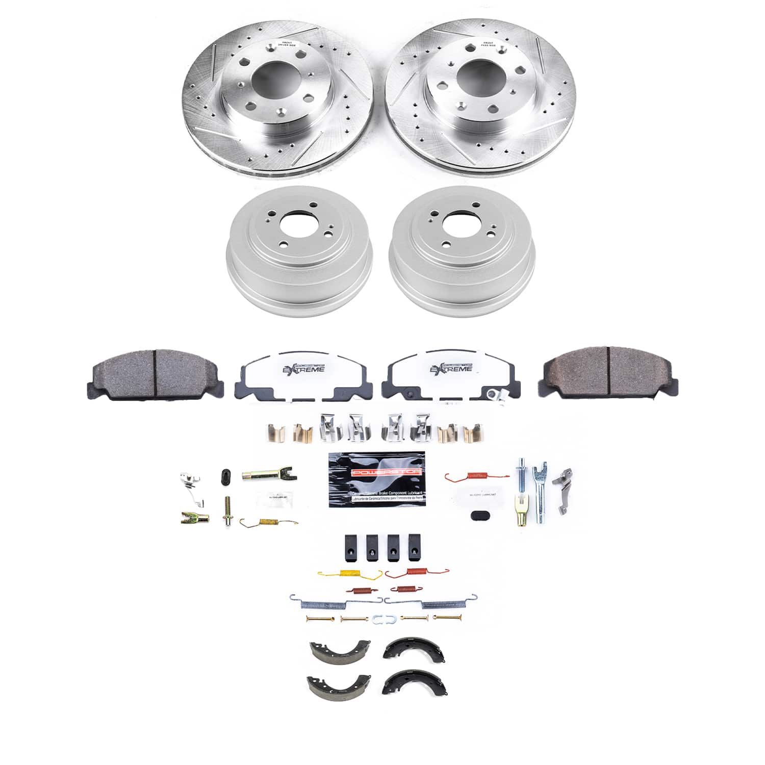 Z23 Daily Driver Carbon-Ceramic Pads, Drilled + Slotted Rotors, Drum + Shoe Kit