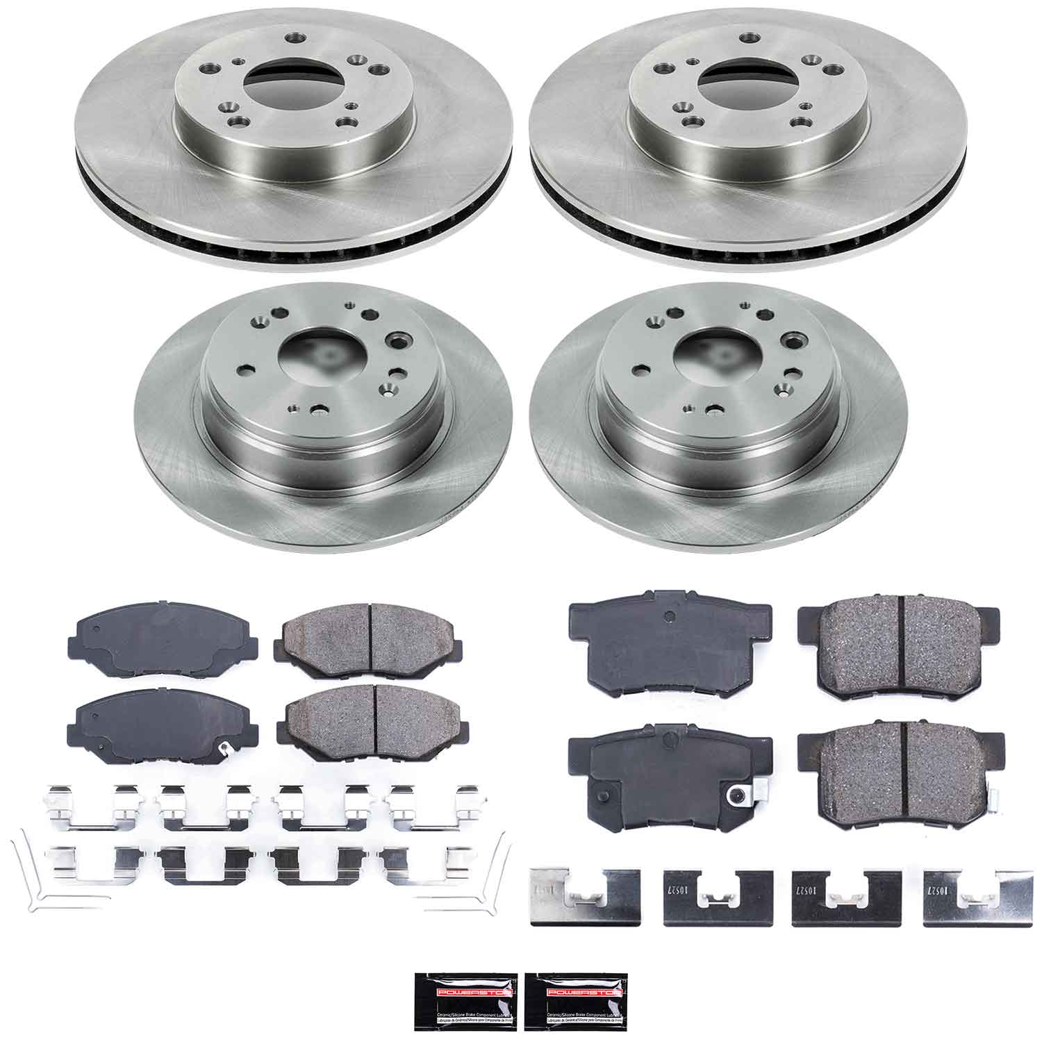 Oe Stock Replacement Low-Dust Ceramic Brake Pad And Rotor Kit