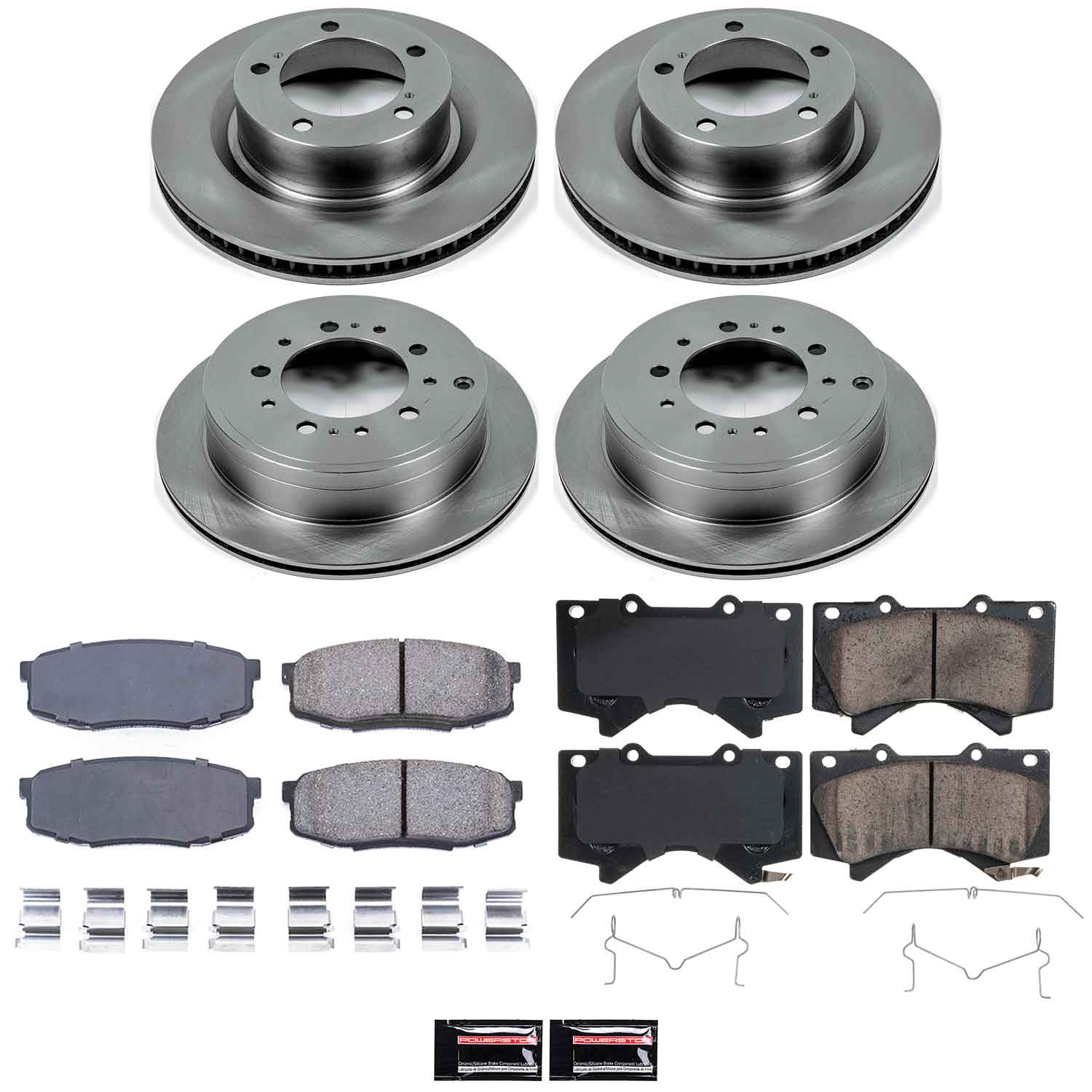 Oe Stock Replacement Low-Dust Ceramic Brake Pad And Rotor Kit