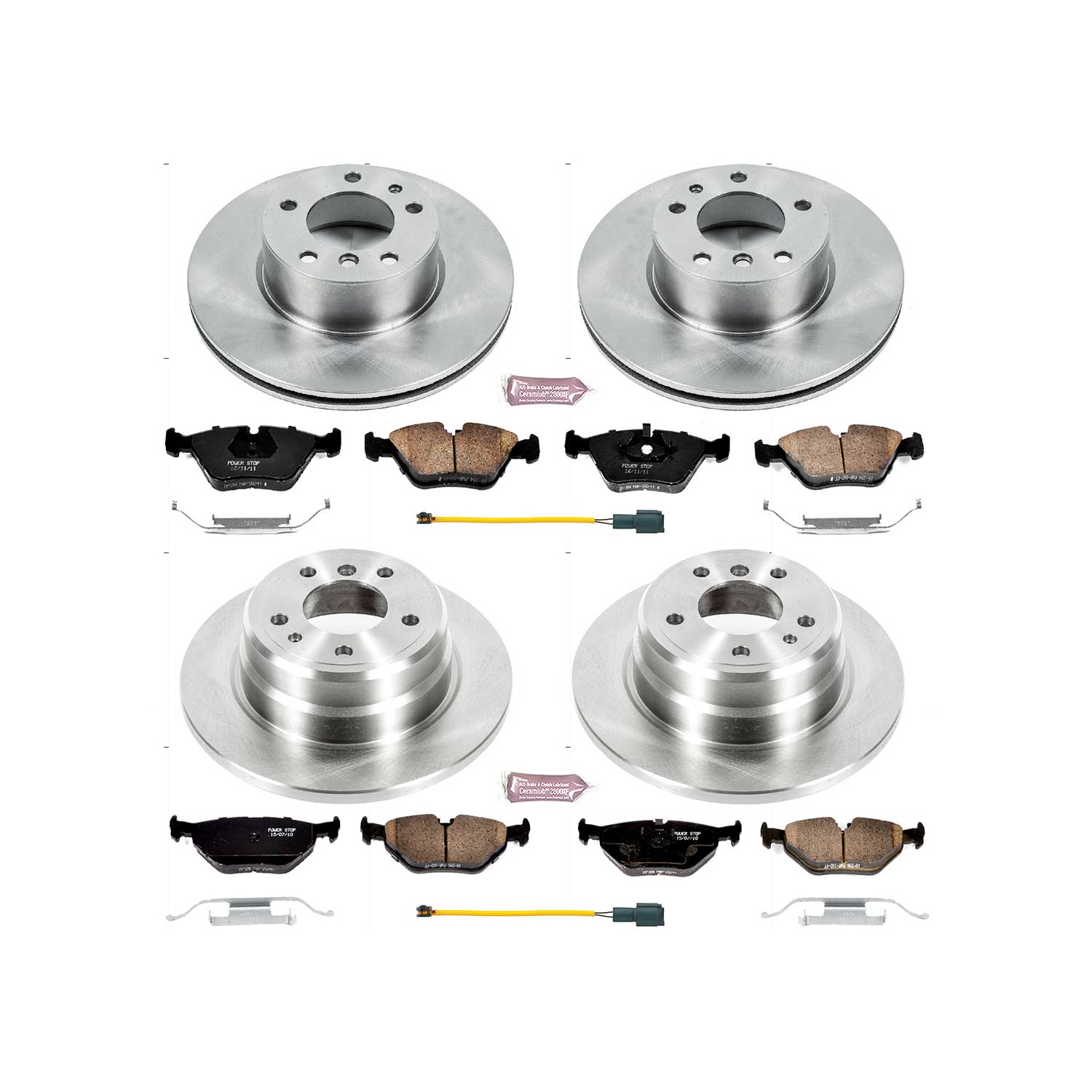 Oe Stock Replacement Low-Dust Ceramic Brake Pad And Rotor Kit