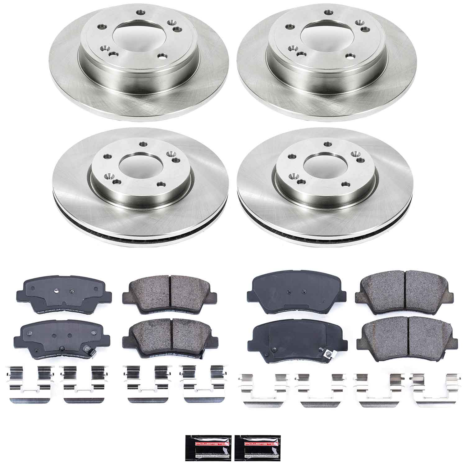 Oe Stock Replacement Low-Dust Ceramic Brake Pad And Rotor Kit