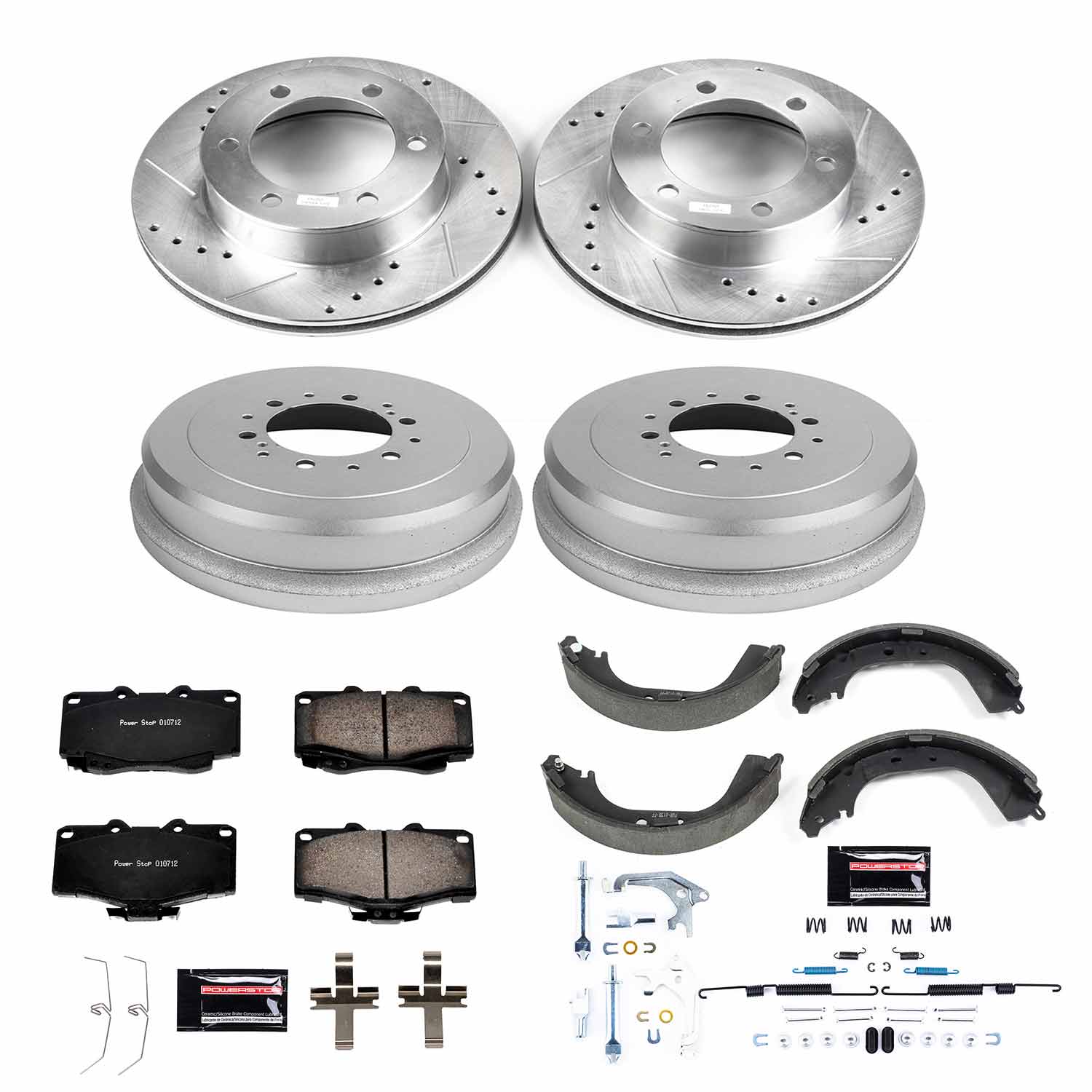 Z23 Daily Driver Carbon-Ceramic Pads, Drilled + Slotted Rotors, Drum + Shoe Kit