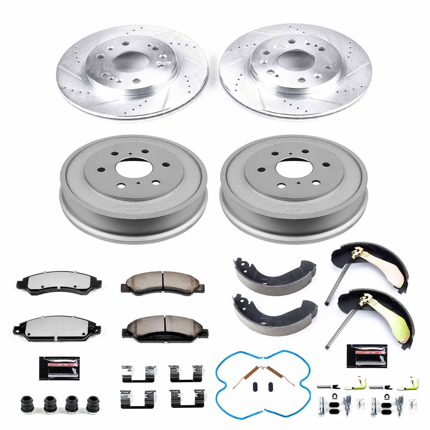 Z36 Truck Ceramic Brake Pads, Drilled + Slotted Rotors, Drum + Shoe Kit