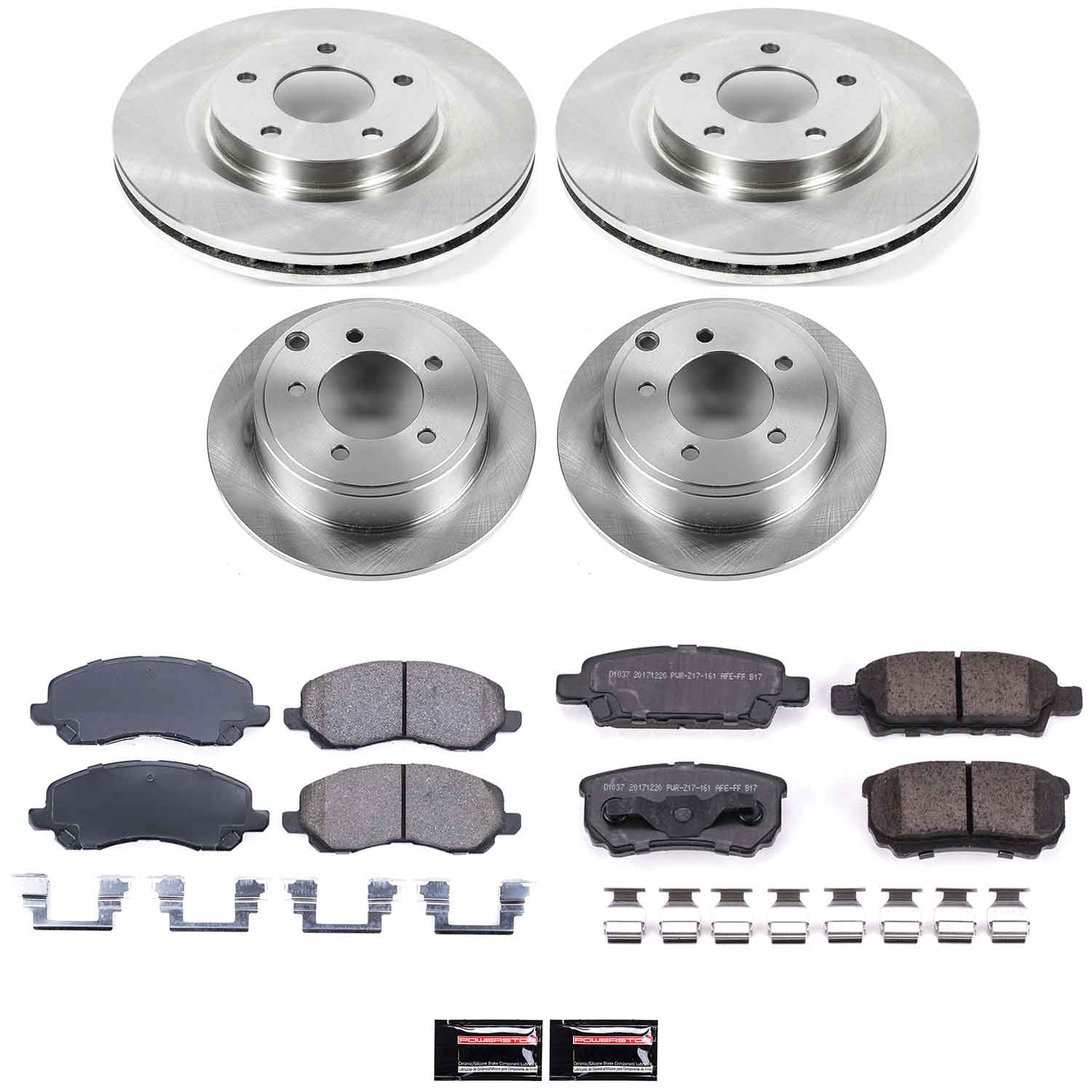 Oe Stock Replacement Low-Dust Ceramic Brake Pad And Rotor Kit