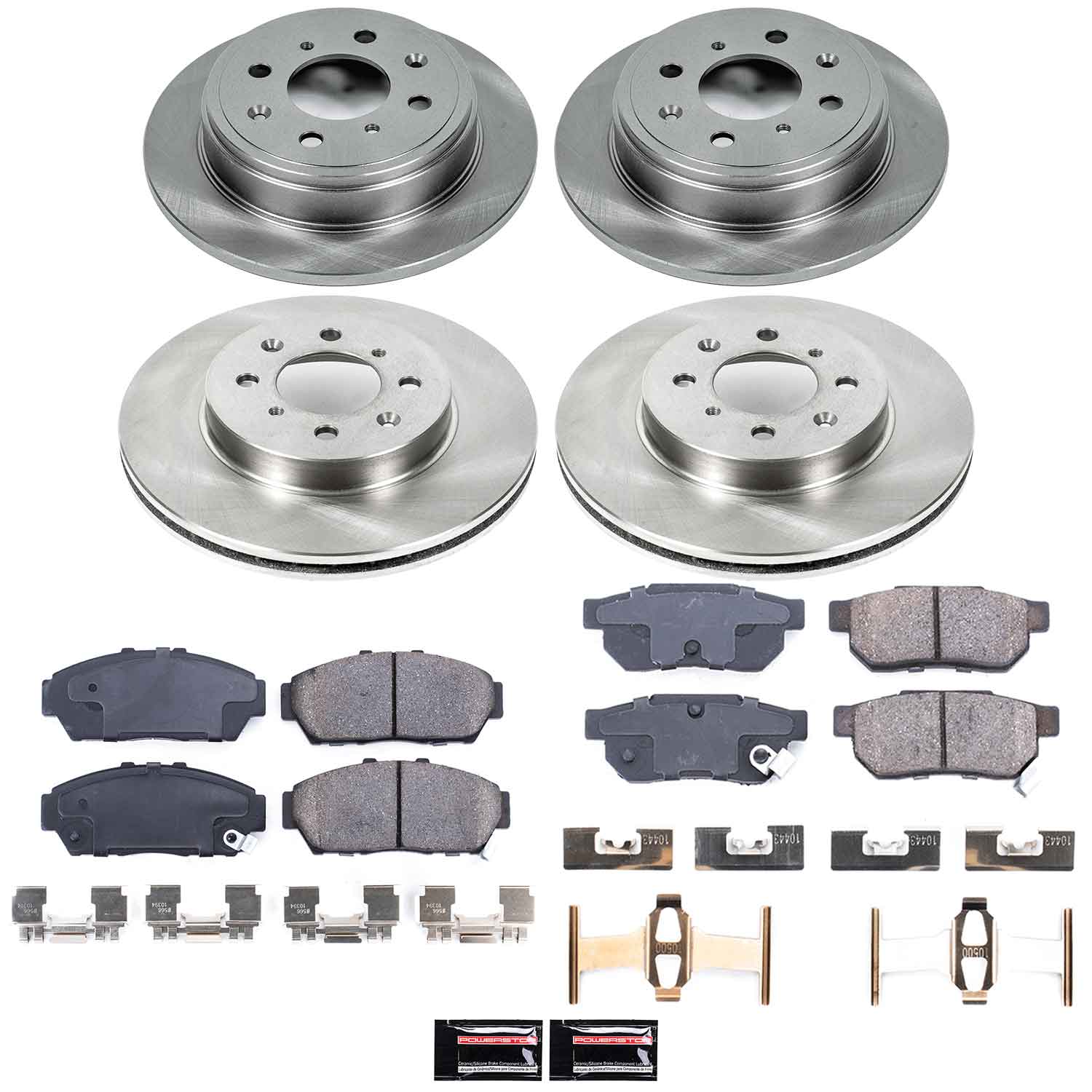 Oe Stock Replacement Low-Dust Ceramic Brake Pad And Rotor Kit