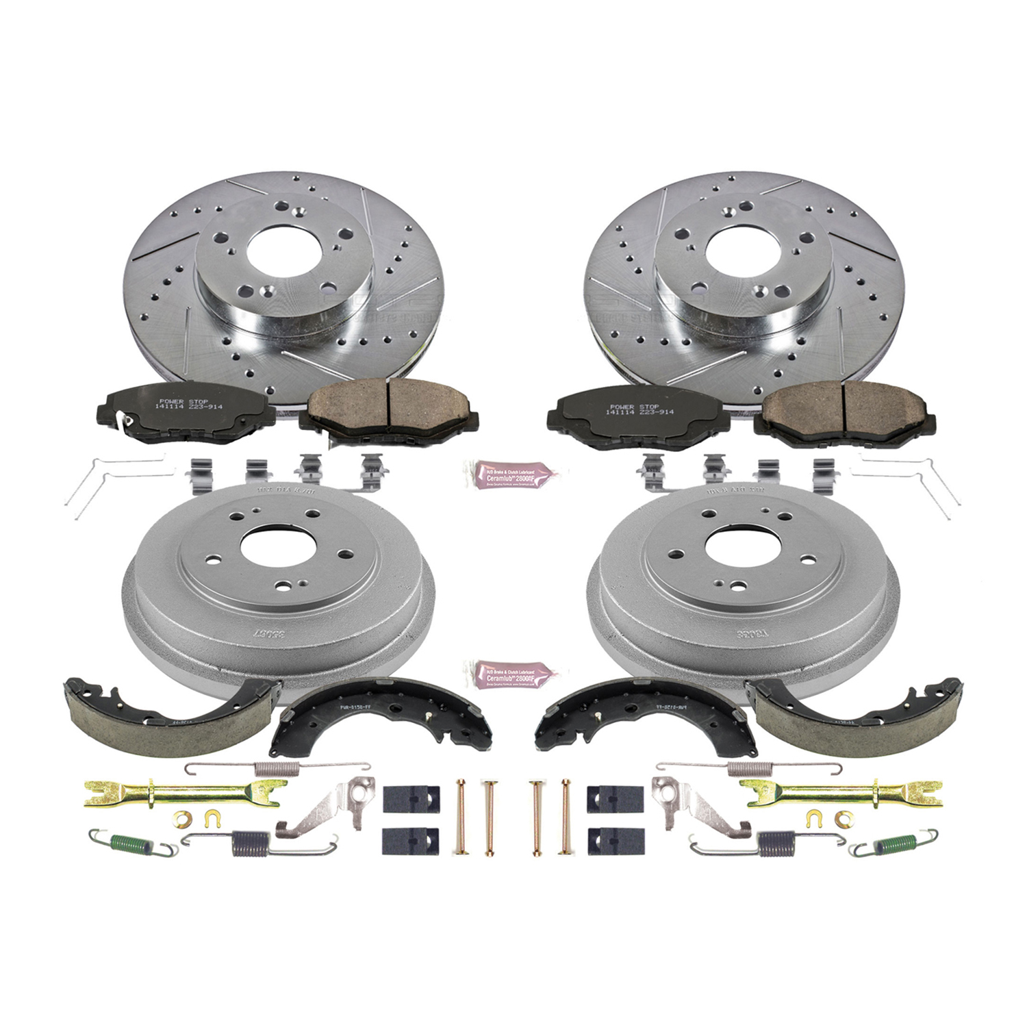 Z23 Daily Driver Carbon-Ceramic Pads, Drilled + Slotted Rotors, Drum + Shoe Kit