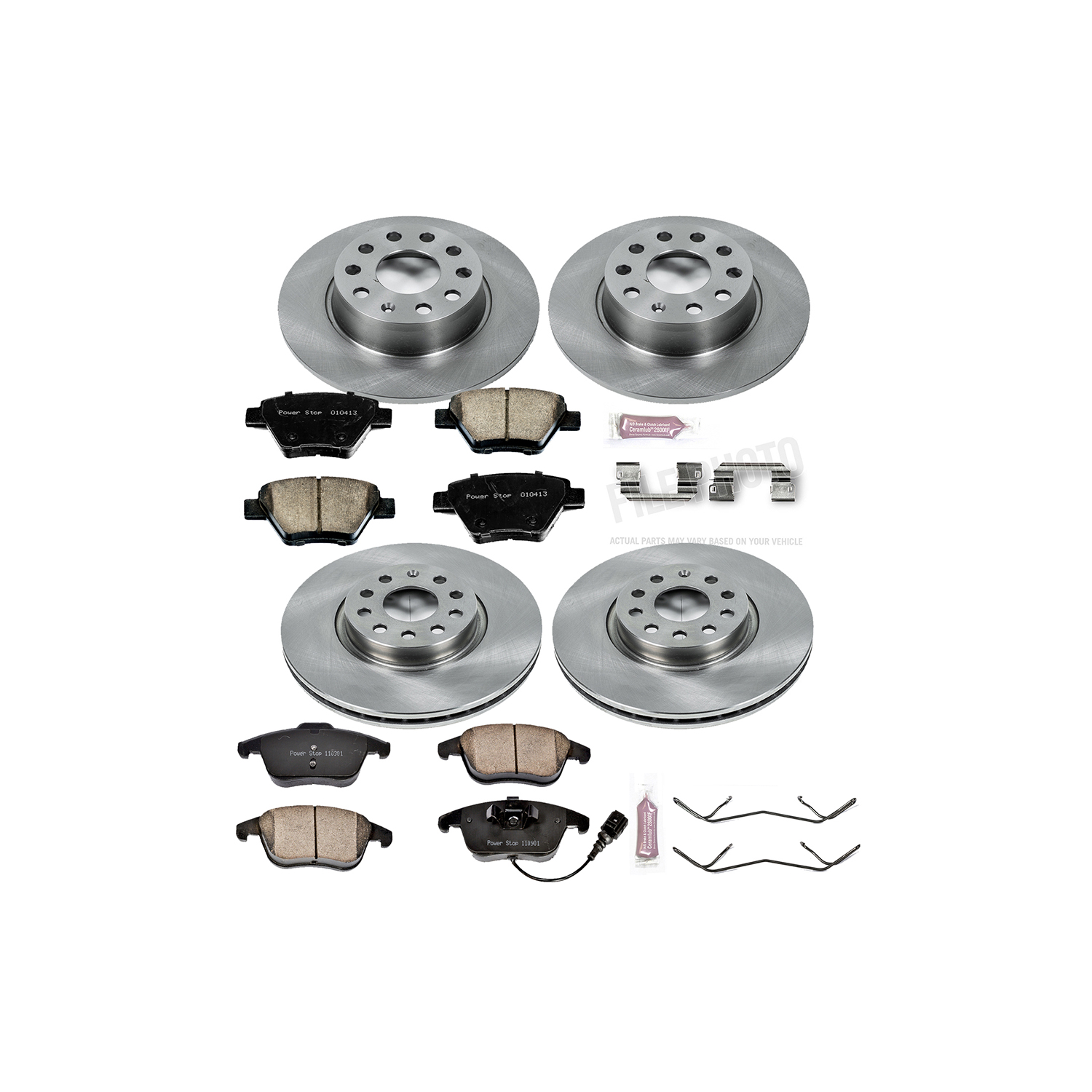 Oe Stock Replacement Low-Dust Ceramic Brake Pad And Rotor Kit
