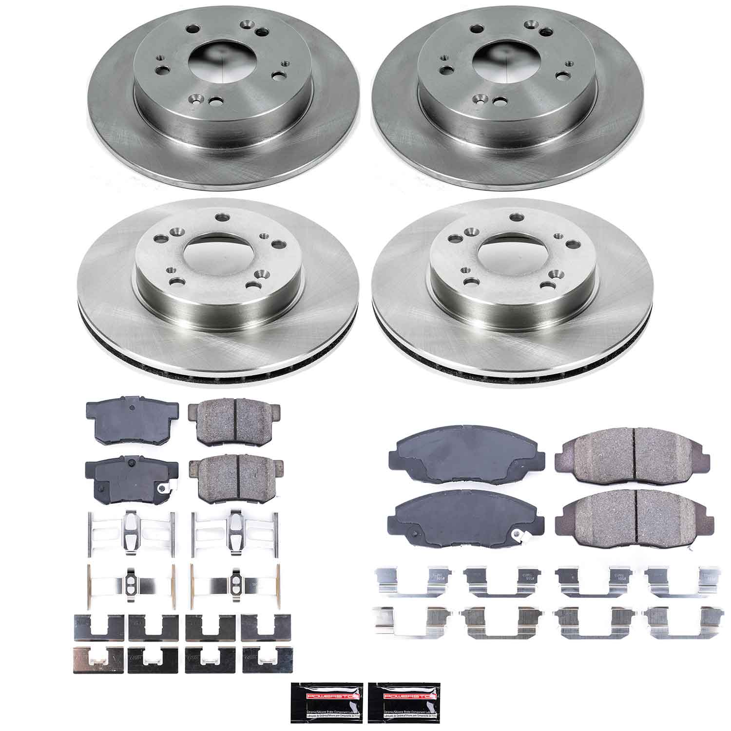 Oe Stock Replacement Low-Dust Ceramic Brake Pad And Rotor Kit