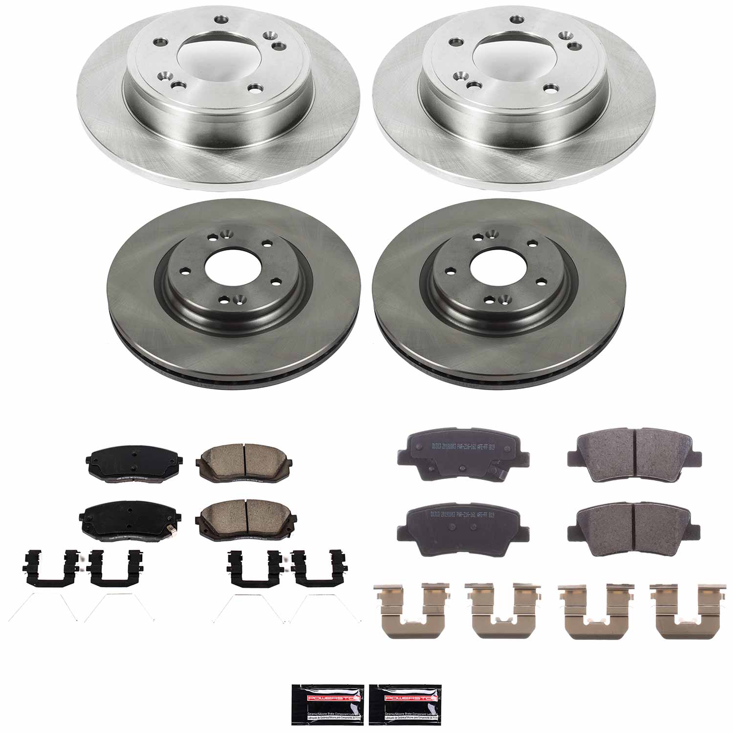 Oe Stock Replacement Low-Dust Ceramic Brake Pad And Rotor Kit