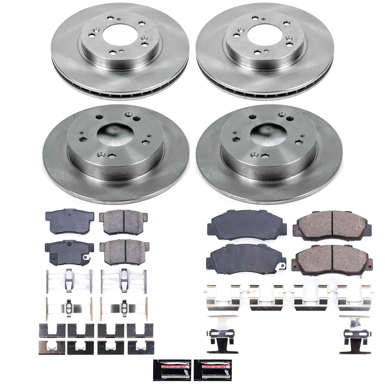 Oe Stock Replacement Low-Dust Ceramic Brake Pad And Rotor Kit