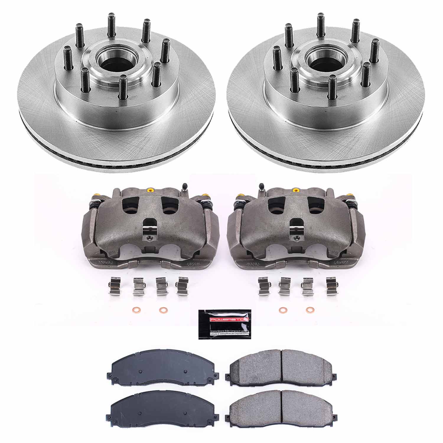 Oe Stock Replacement Low-Dust Ceramic Brake Pad, Rotor And Caliper Kit