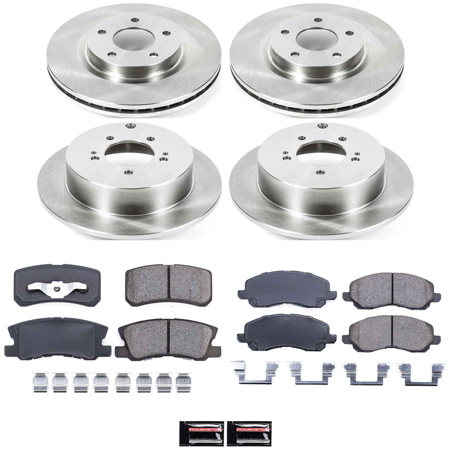Oe Stock Replacement Low-Dust Ceramic Brake Pad And Rotor Kit