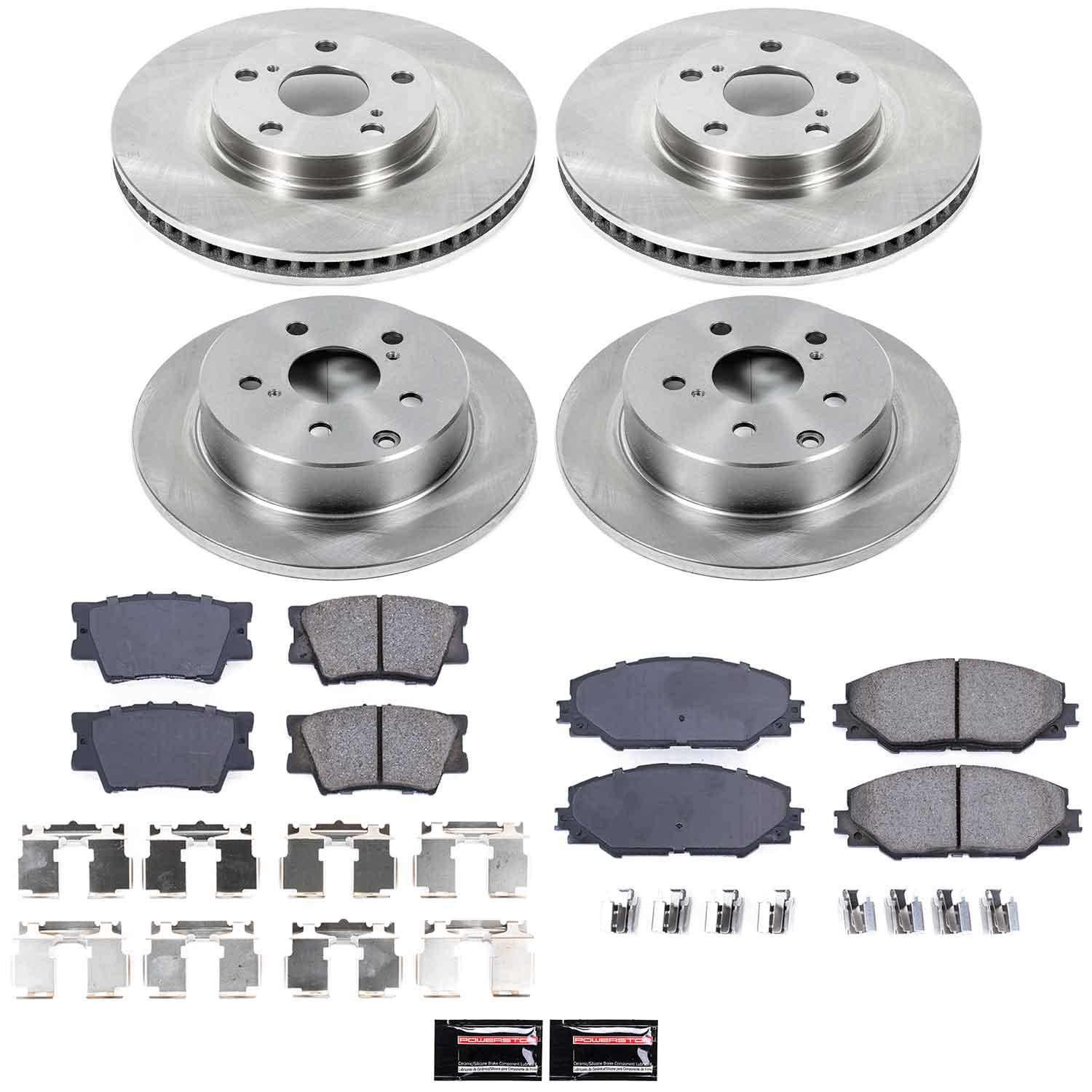 Oe Stock Replacement Low-Dust Ceramic Brake Pad And Rotor Kit