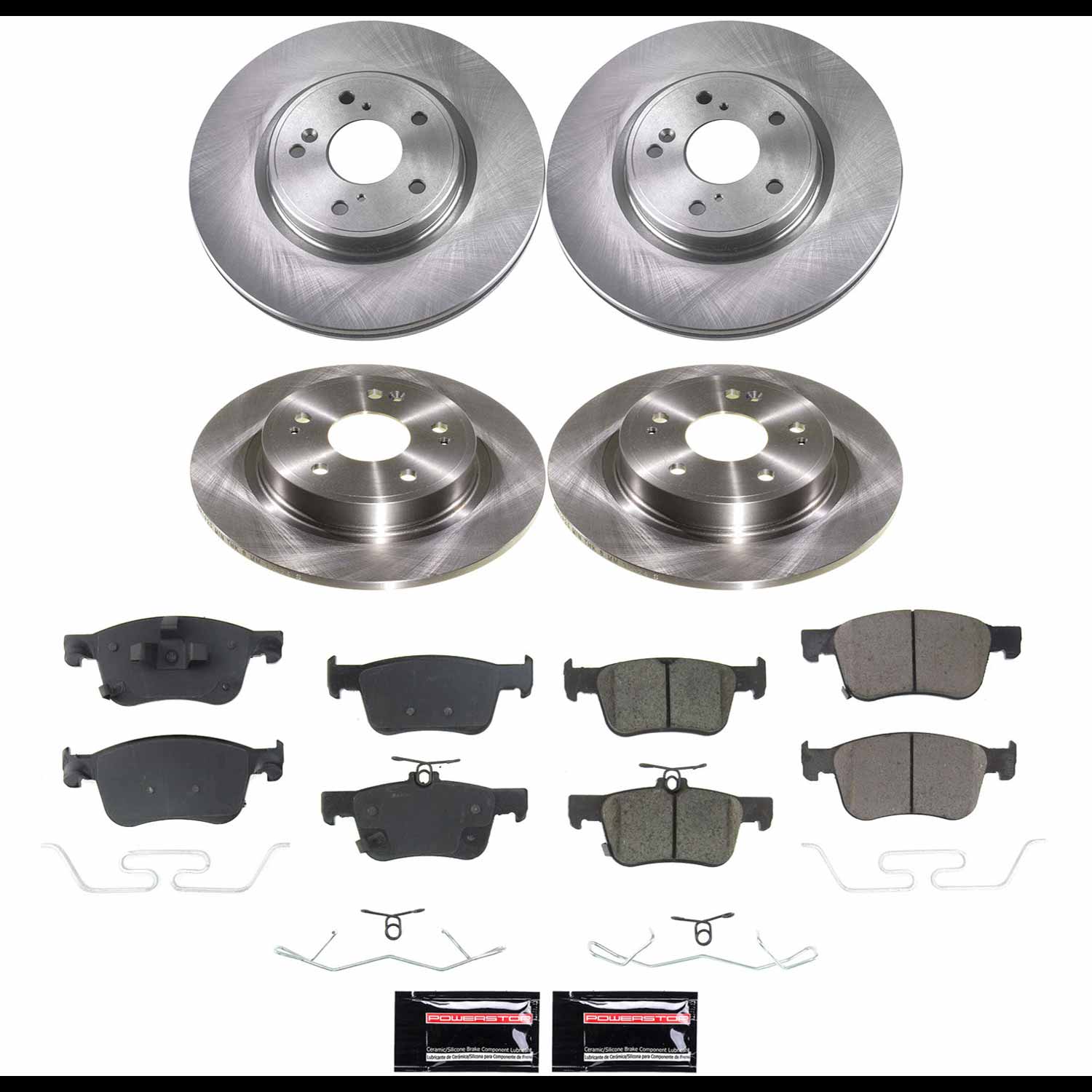 Oe Stock Replacement Low-Dust Ceramic Brake Pad And Rotor Kit