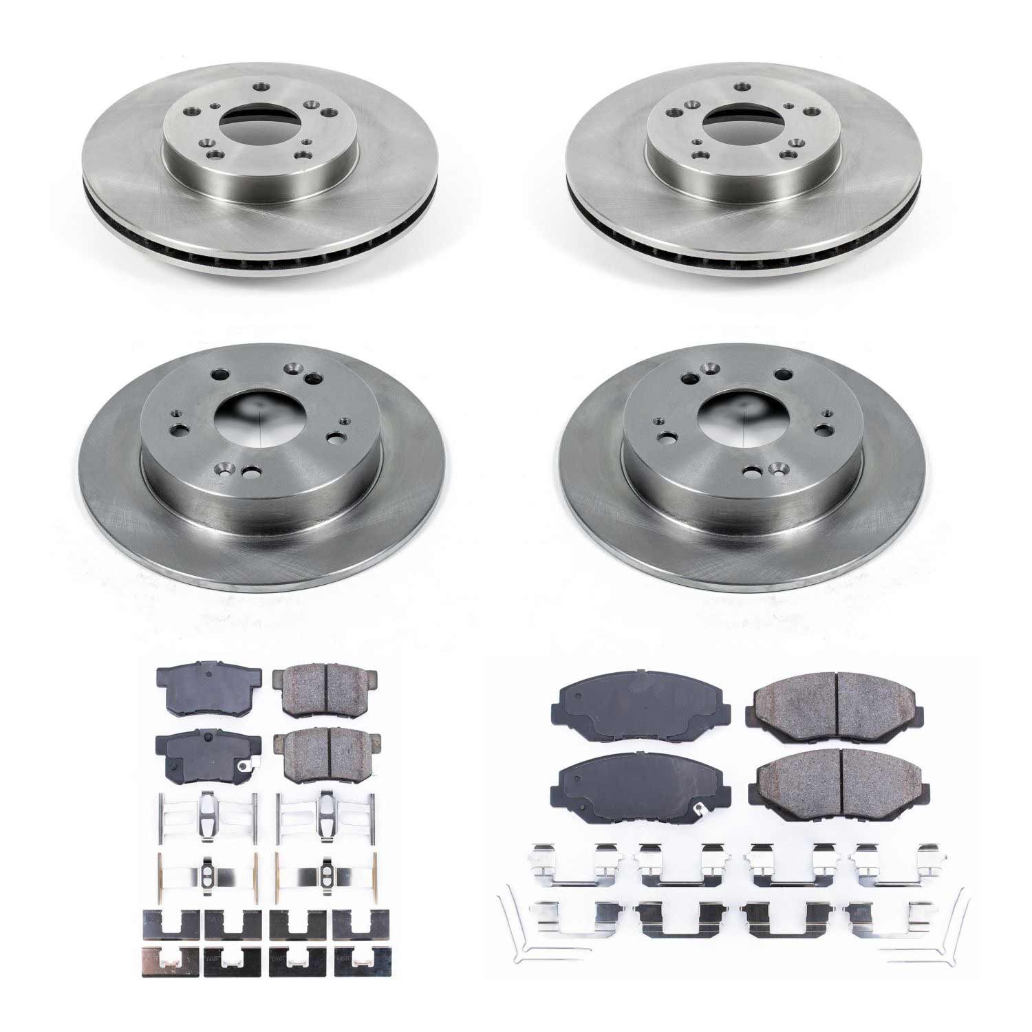 Oe Stock Replacement Low-Dust Ceramic Brake Pad And Rotor Kit