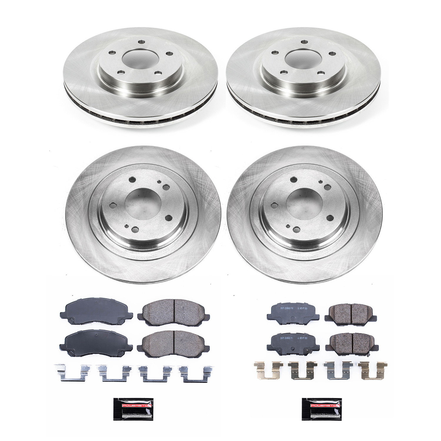 Oe Stock Replacement Low-Dust Ceramic Brake Pad And Rotor Kit