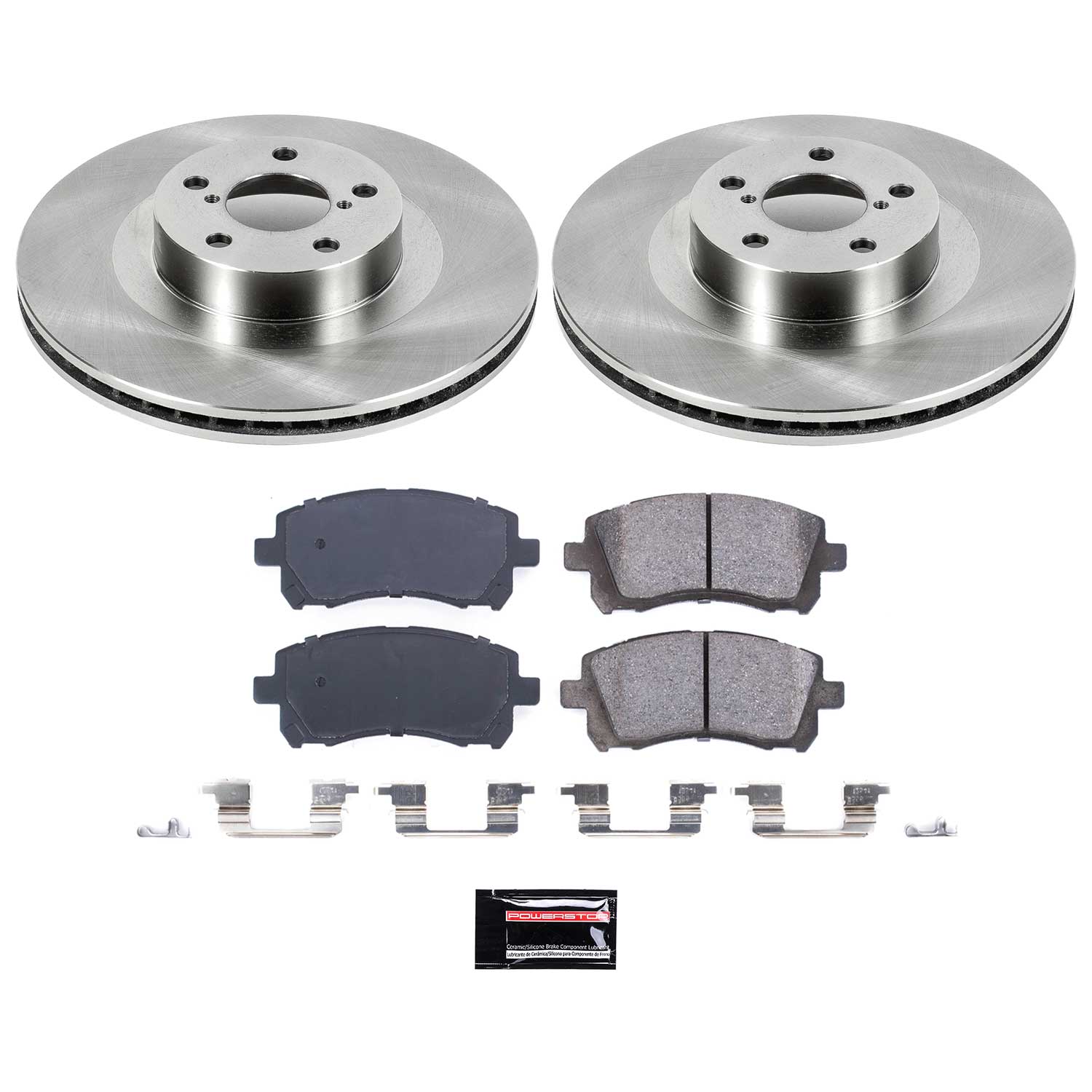 Oe Stock Replacement Low-Dust Ceramic Brake Pad And Rotor Kit