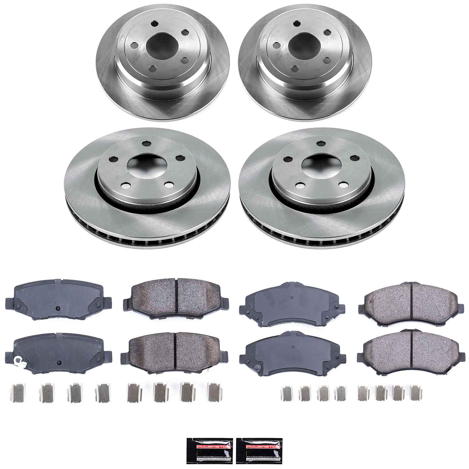 Oe Stock Replacement Low-Dust Ceramic Brake Pad And Rotor Kit