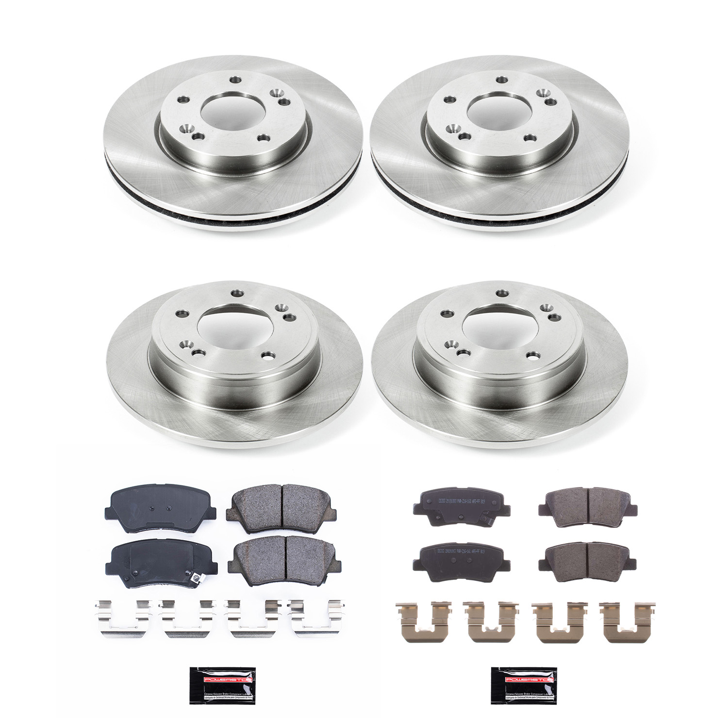 Oe Stock Replacement Low-Dust Ceramic Brake Pad And Rotor Kit
