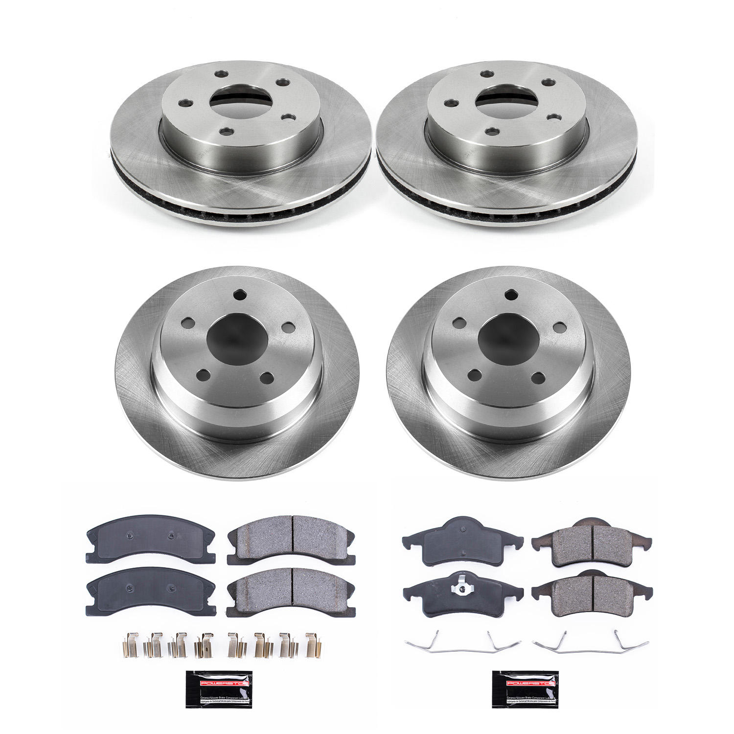 Oe Stock Replacement Low-Dust Ceramic Brake Pad And Rotor Kit
