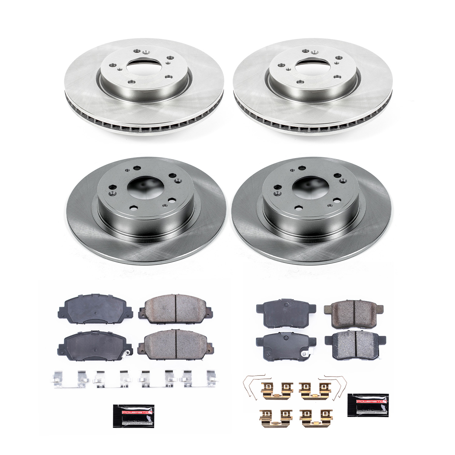 Oe Stock Replacement Low-Dust Ceramic Brake Pad And Rotor Kit