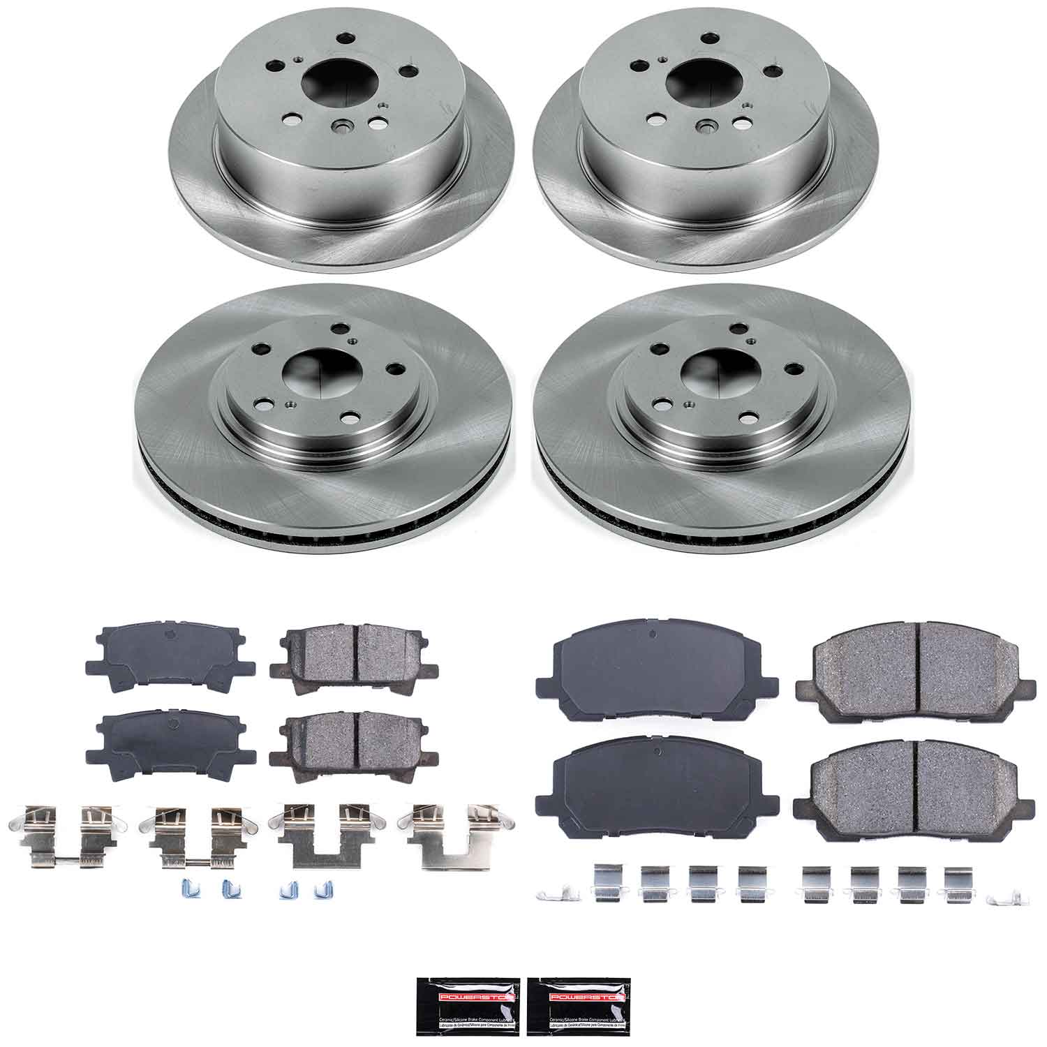 Oe Stock Replacement Low-Dust Ceramic Brake Pad And Rotor Kit