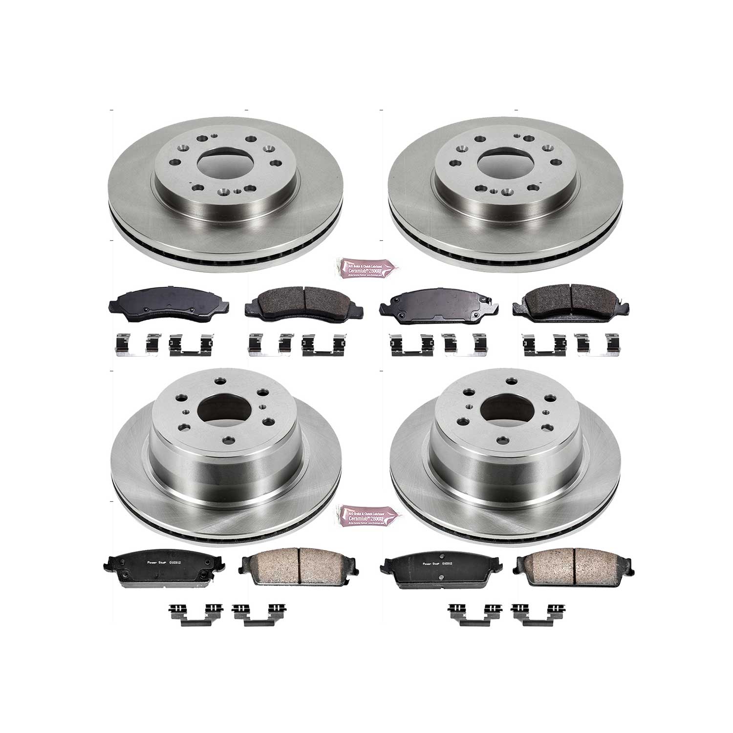 Oe Stock Replacement Low-Dust Ceramic Brake Pad And Rotor Kit