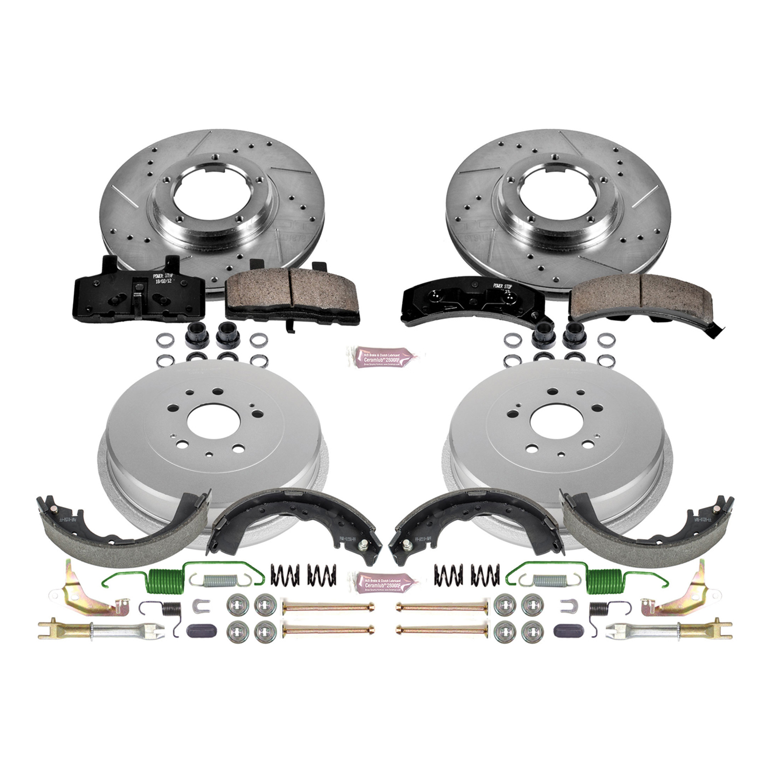Z23 Daily Driver Carbon-Ceramic Pads, Drilled + Slotted Rotors, Drum + Shoe Kit