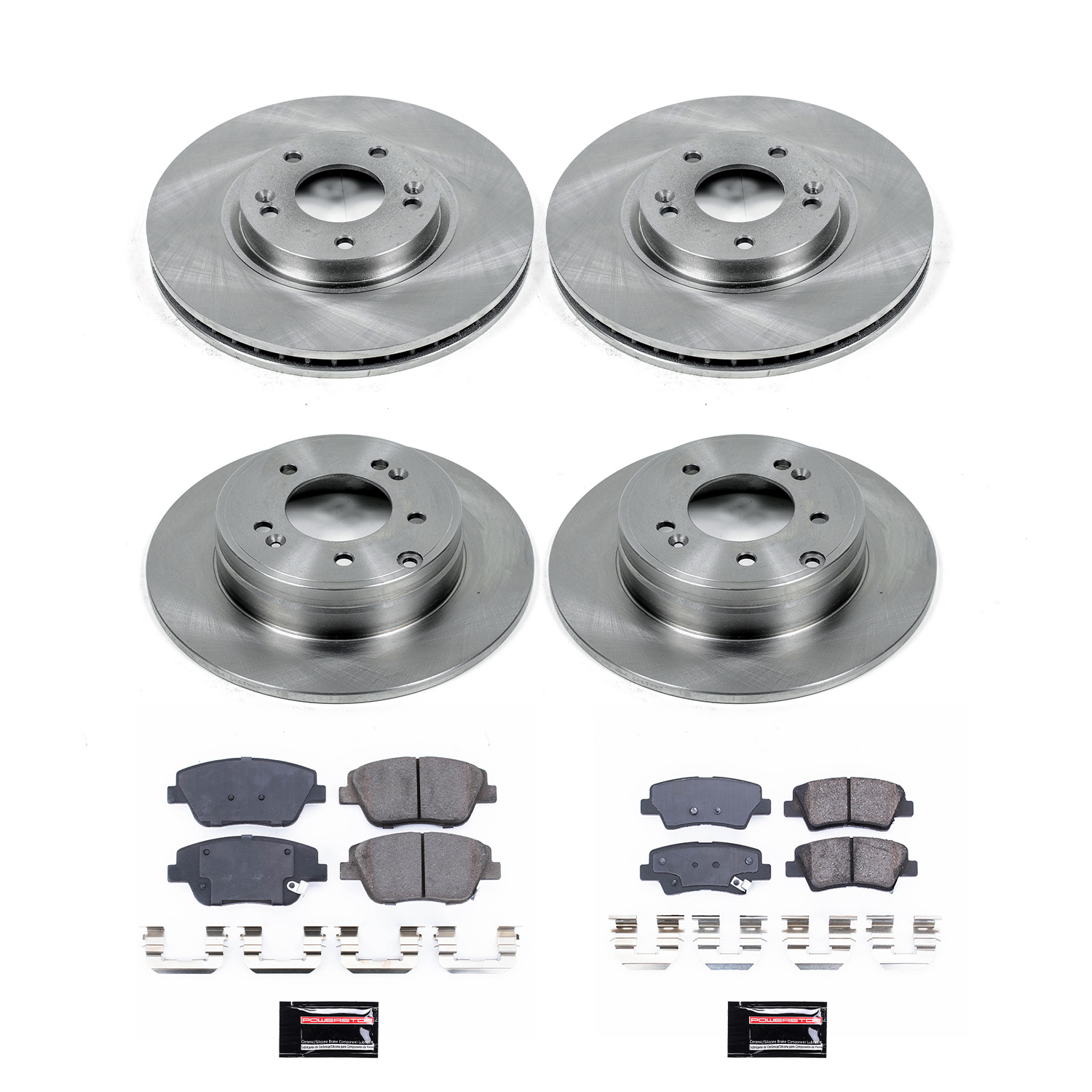 Oe Stock Replacement Low-Dust Ceramic Brake Pad And Rotor Kit