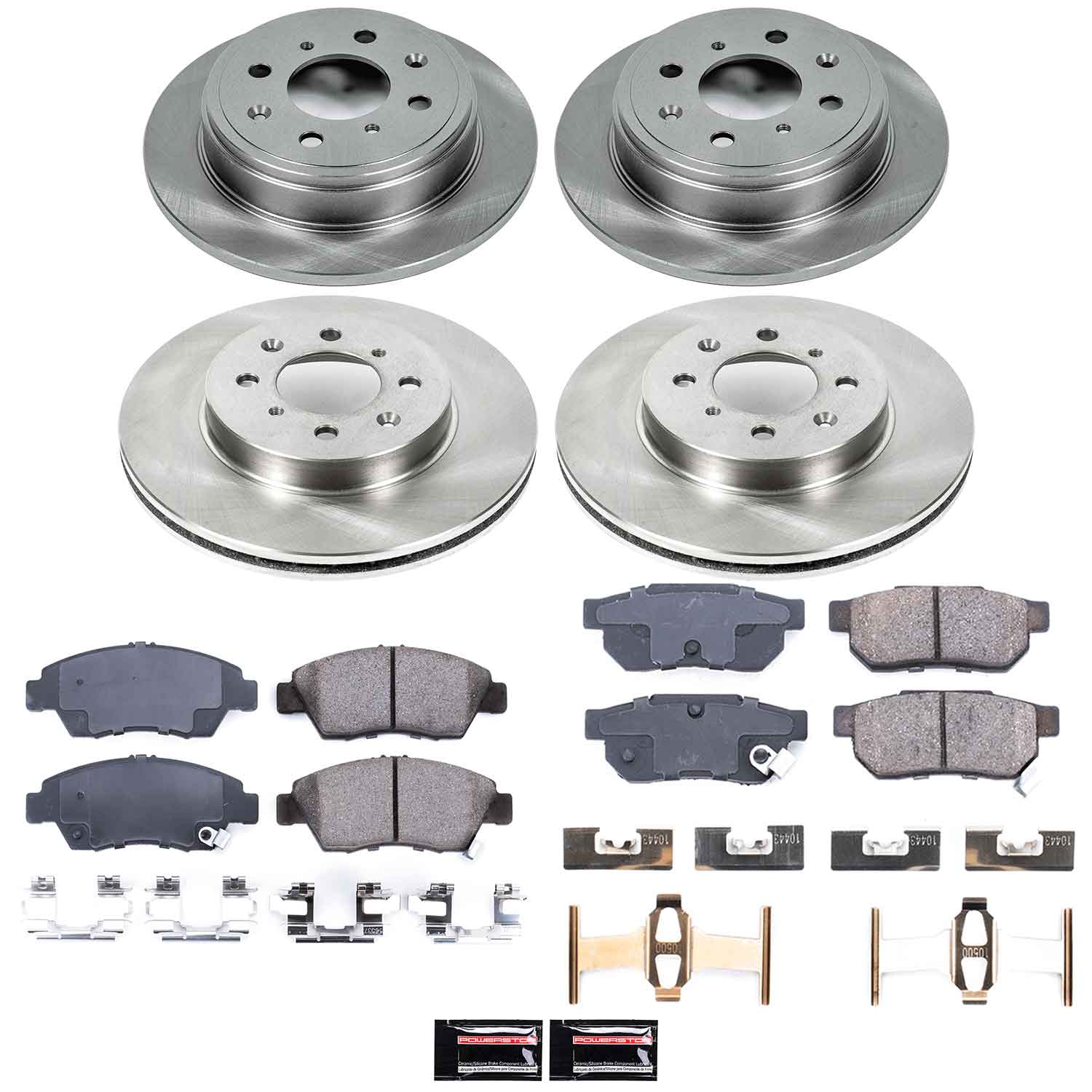 Oe Stock Replacement Low-Dust Ceramic Brake Pad And Rotor Kit