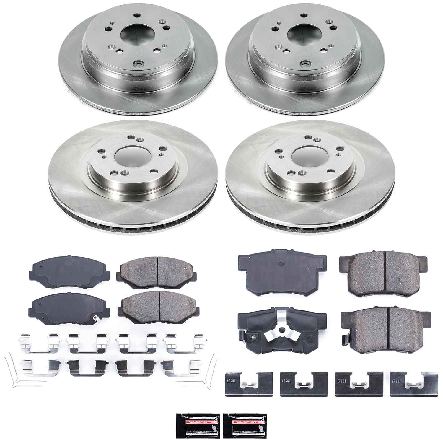 Oe Stock Replacement Low-Dust Ceramic Brake Pad And Rotor Kit
