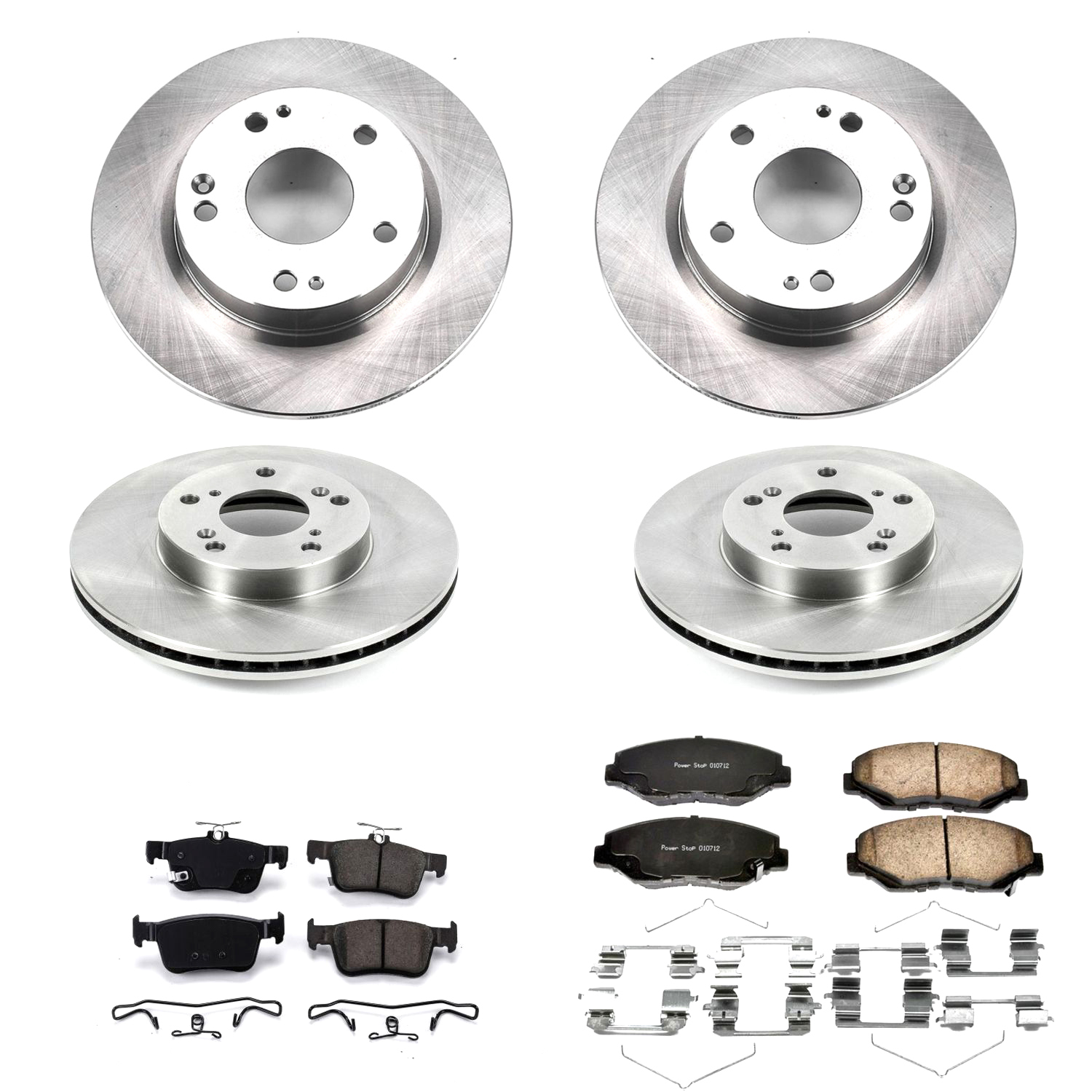 Oe Stock Replacement Low-Dust Ceramic Brake Pad And Rotor Kit
