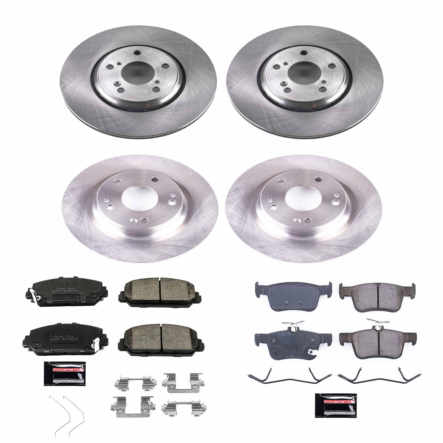 Oe Stock Replacement Low-Dust Ceramic Brake Pad And Rotor Kit