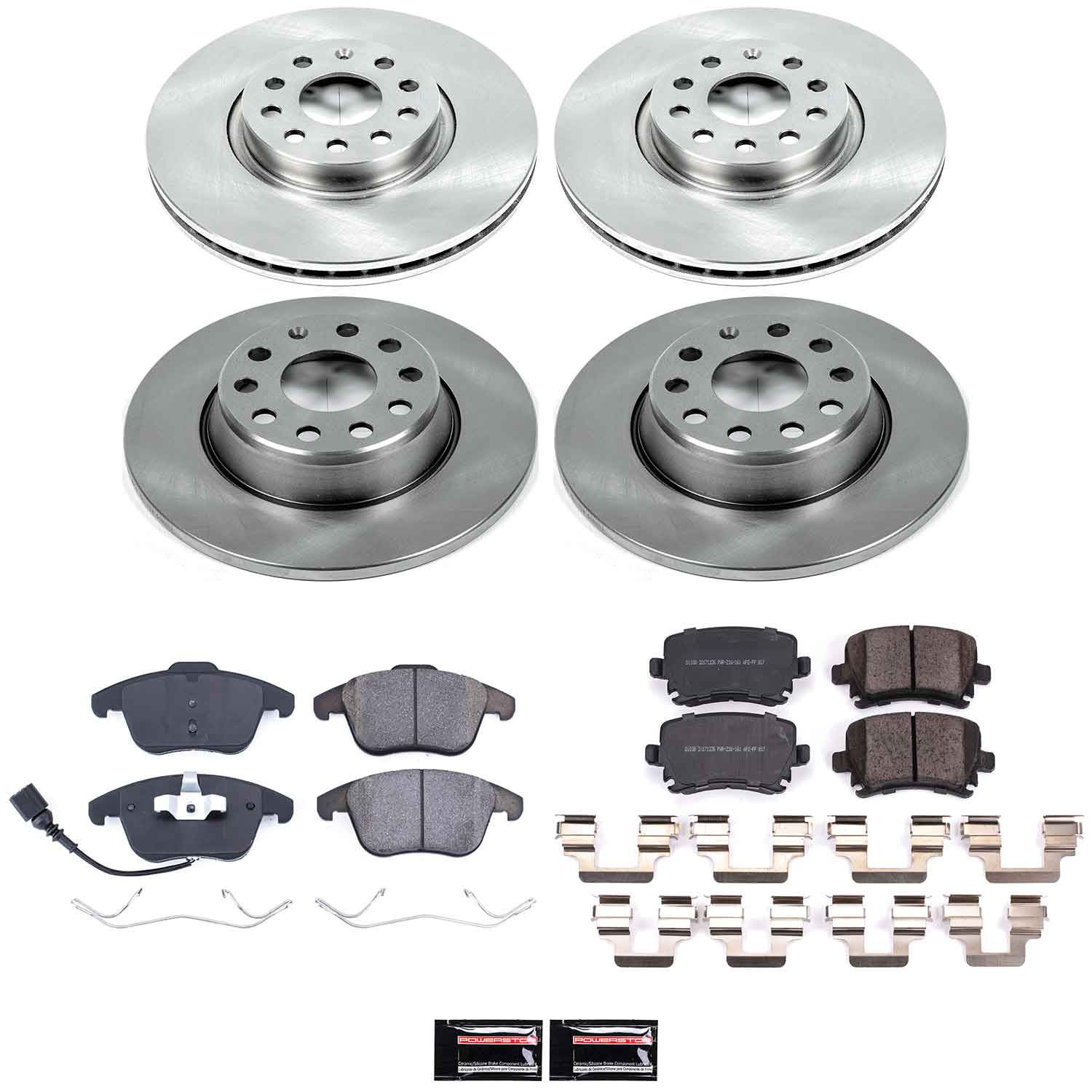 Oe Stock Replacement Low-Dust Ceramic Brake Pad And Rotor Kit